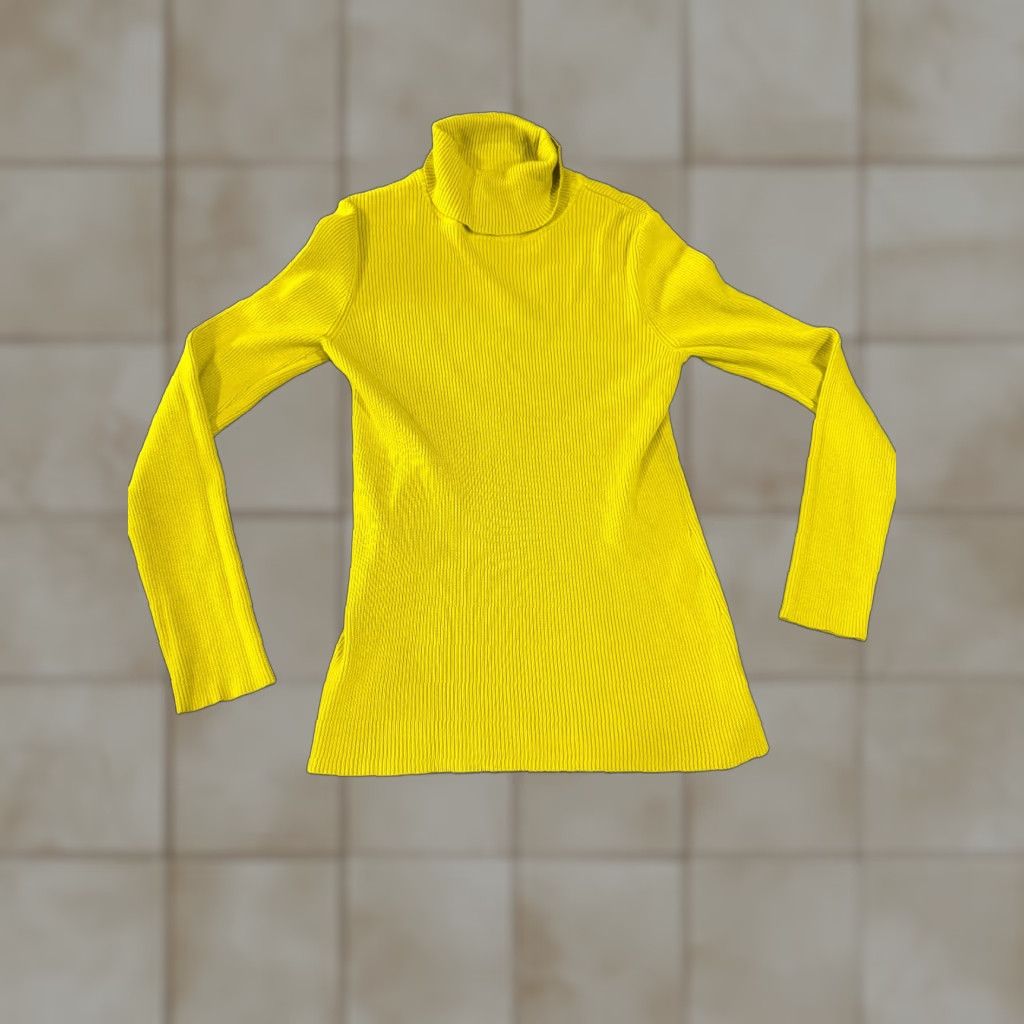 Coldwater Creek Coldwater Creek Sweater Womens XS Yellow Turtleneck Long Sleeve Ribbed Knit Pullover Casual Winter Fall Regular Raglan Sleeve Size XS / US 0-2 / IT 36-38 - 1 Thumbnail