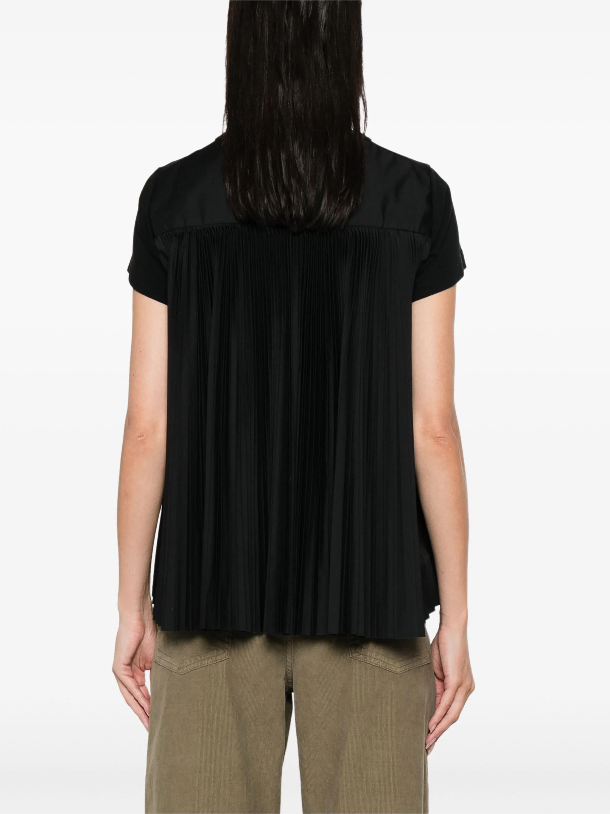 Sacai o1s22i1n0924 Pleated Back T-Shirt in Black Size M / US 6-8 / IT 42-44 - 4 Thumbnail
