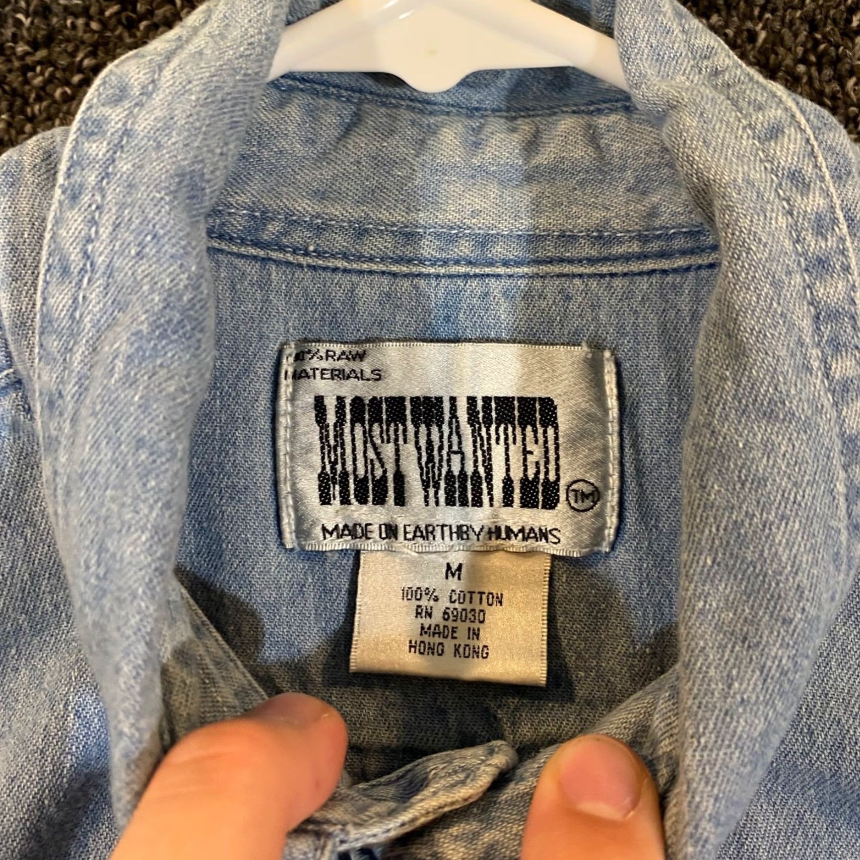 Vintage Most Wanted Earth by Humans Shirt Mens Medium Blue Button-Down Western Long Size US M / EU 48-50 / 2 - 3 Thumbnail
