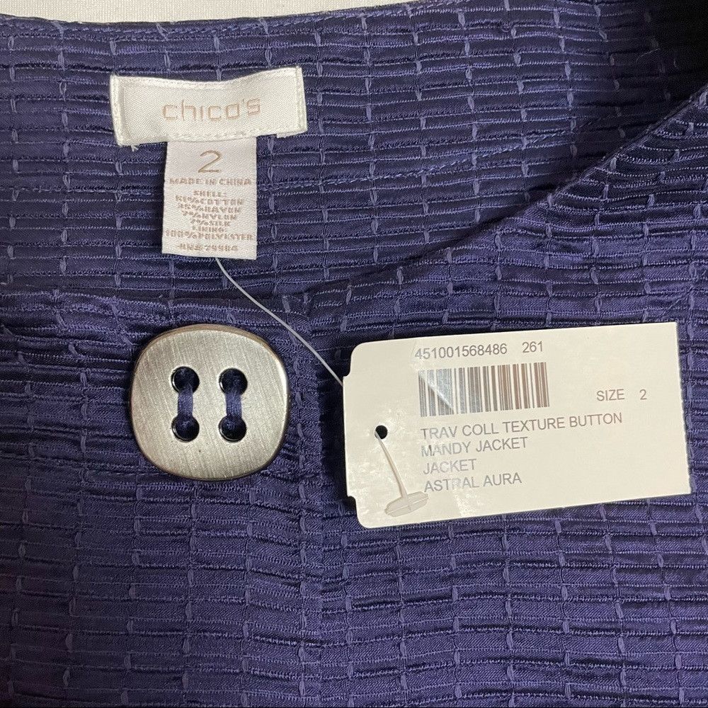 Chicos NWT New Chico's TRAVELERS COLLECTION Texture Button Mandy J Size L / US 10 / IT 46 - 7 Thumbnail