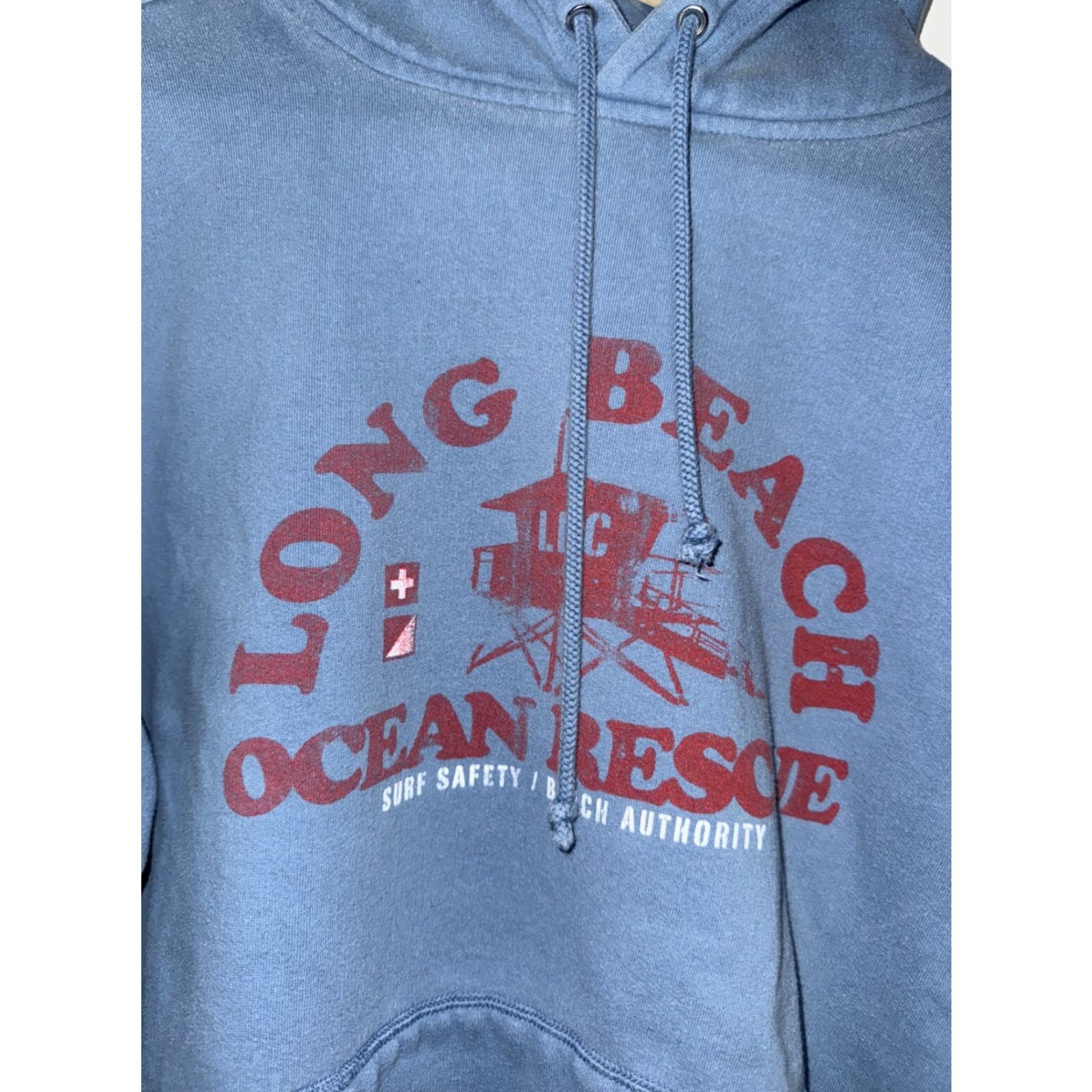 Mossimo VINTAGE Mossimo Hoodie Blue Large Mens Pullover Beach Surfing Ocean Rescue 23x25 - Size US L / EU 52-54 / 3 - 2 Thumbnail