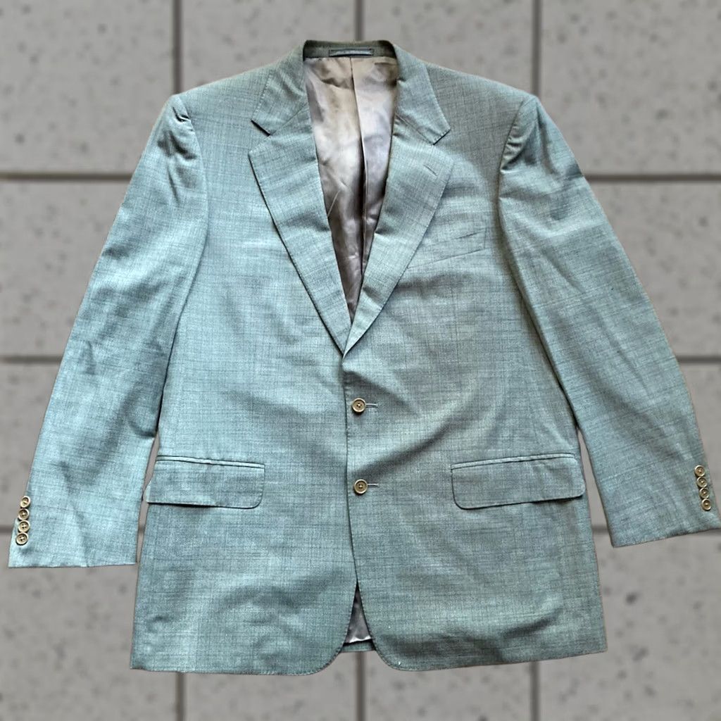 Ermenegildo Zegna Zegna Blazer Mens 44R Green Wool Jacket Regular 2 Piece Holes Note Switzerland Size 44R - 1 Thumbnail