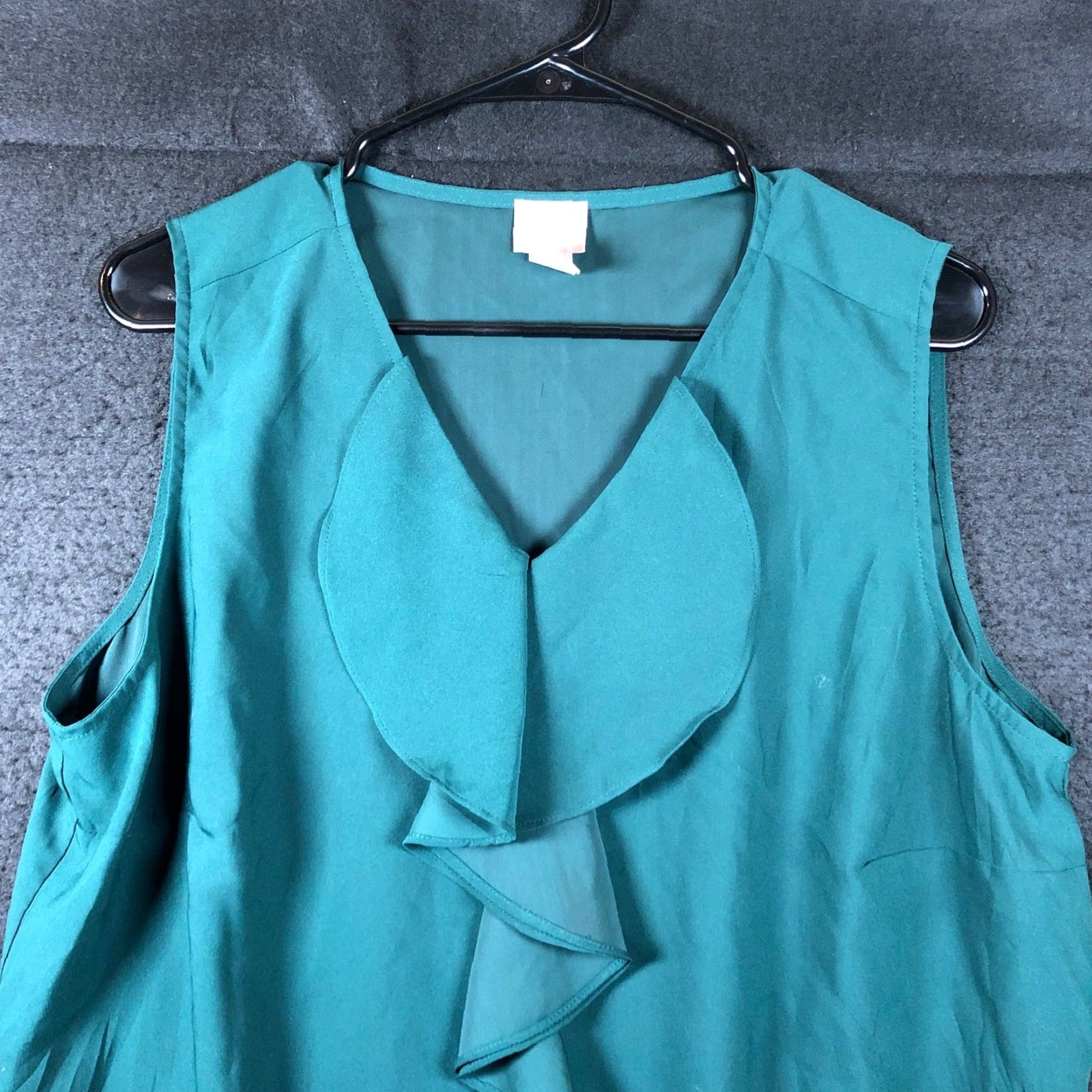 Vintage Chicos Womens Blouse Green Sleeveless Ruffle Front Lightweight Sheer 2 (L) Size L / US 10 / IT 46 - 2 Thumbnail