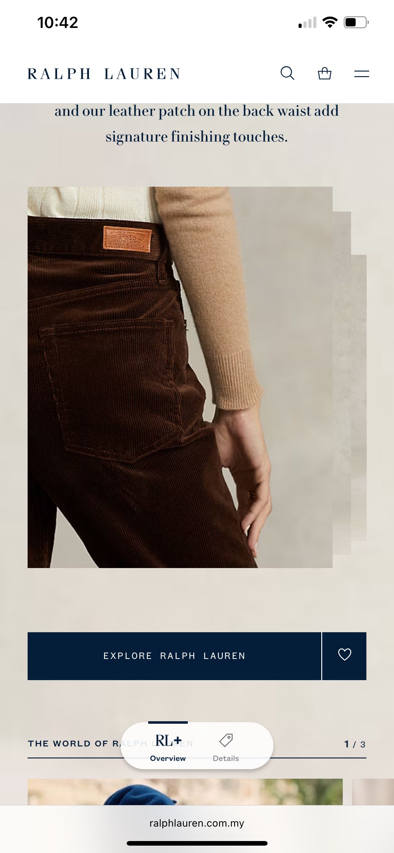Polo Ralph Lauren Straight Fit High-Rise Corduroy Trousers Pant Size 26" / US 2 / IT 38 - 17 Thumbnail