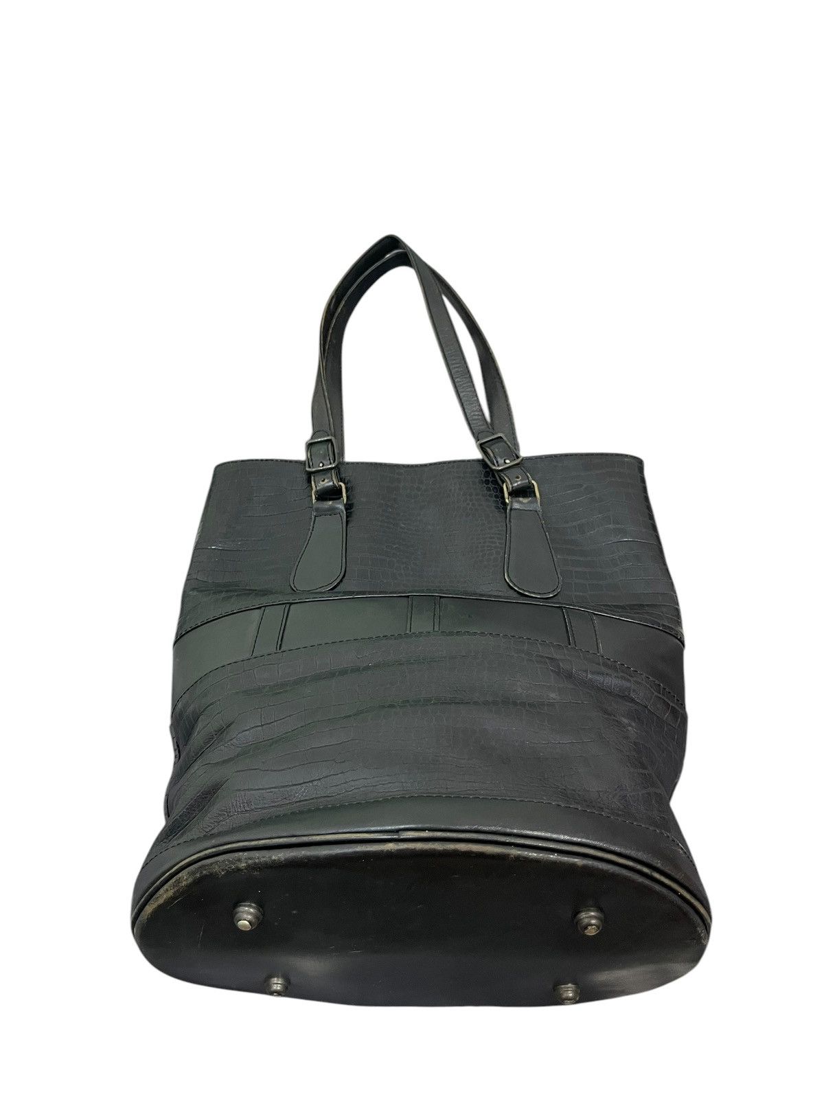 Genuine Leather Crocodile Embossed Pozzo Kaori Bucket Tote Shoulder Bag 1🟩6 Size ONE SIZE - 11 Thumbnail