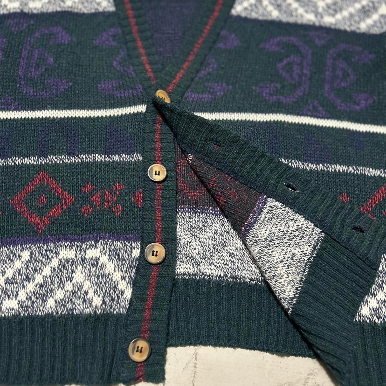 Other **Vintage 80s Michael Gerald Navy and Purple Cardigan** Size US L / EU 52-54 / 3 - 4 Thumbnail