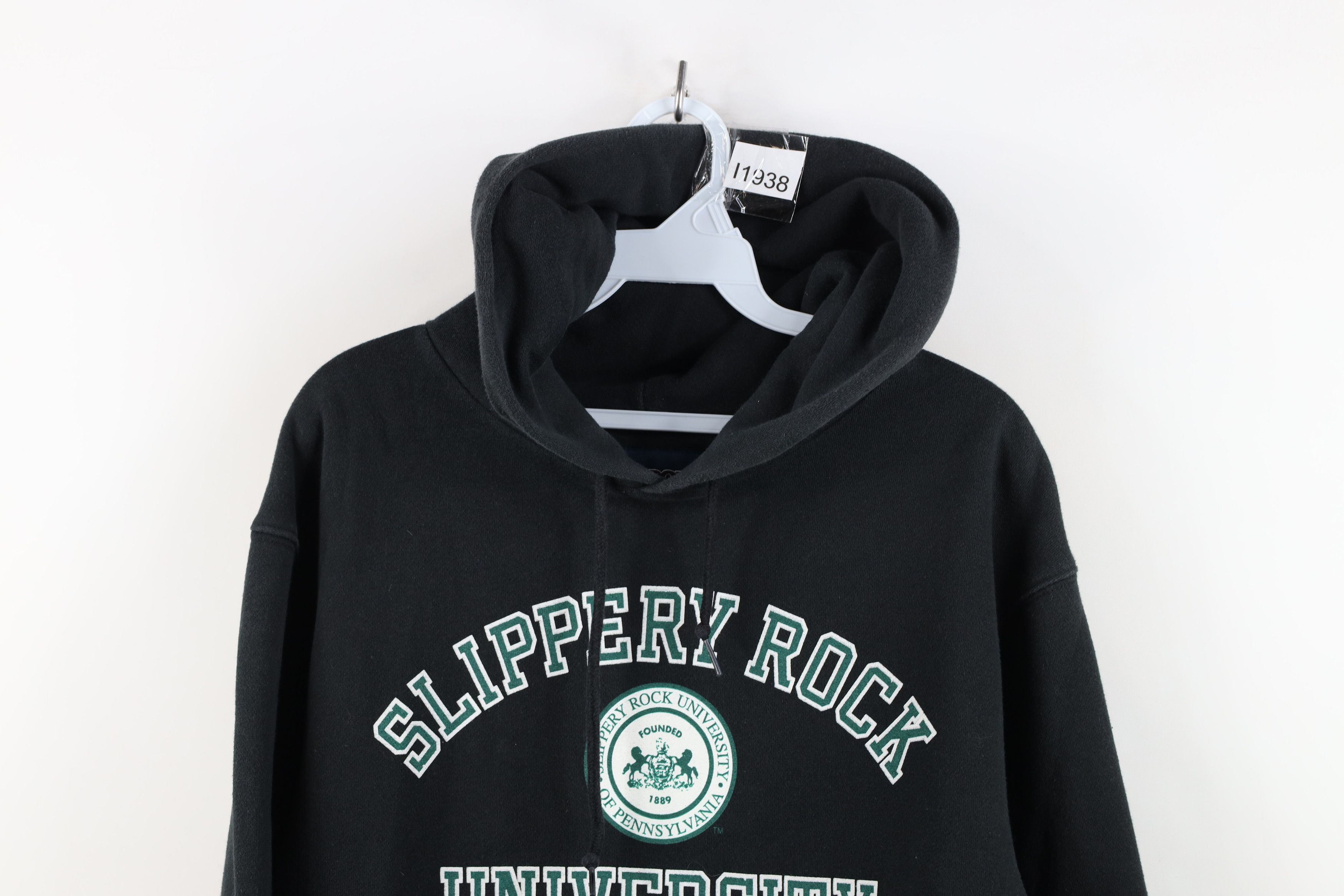 Vintage Vintage 90s Slippery Rock University Hoodie Sweatshirt Black Size US M / EU 48-50 / 2 - 2 Thumbnail