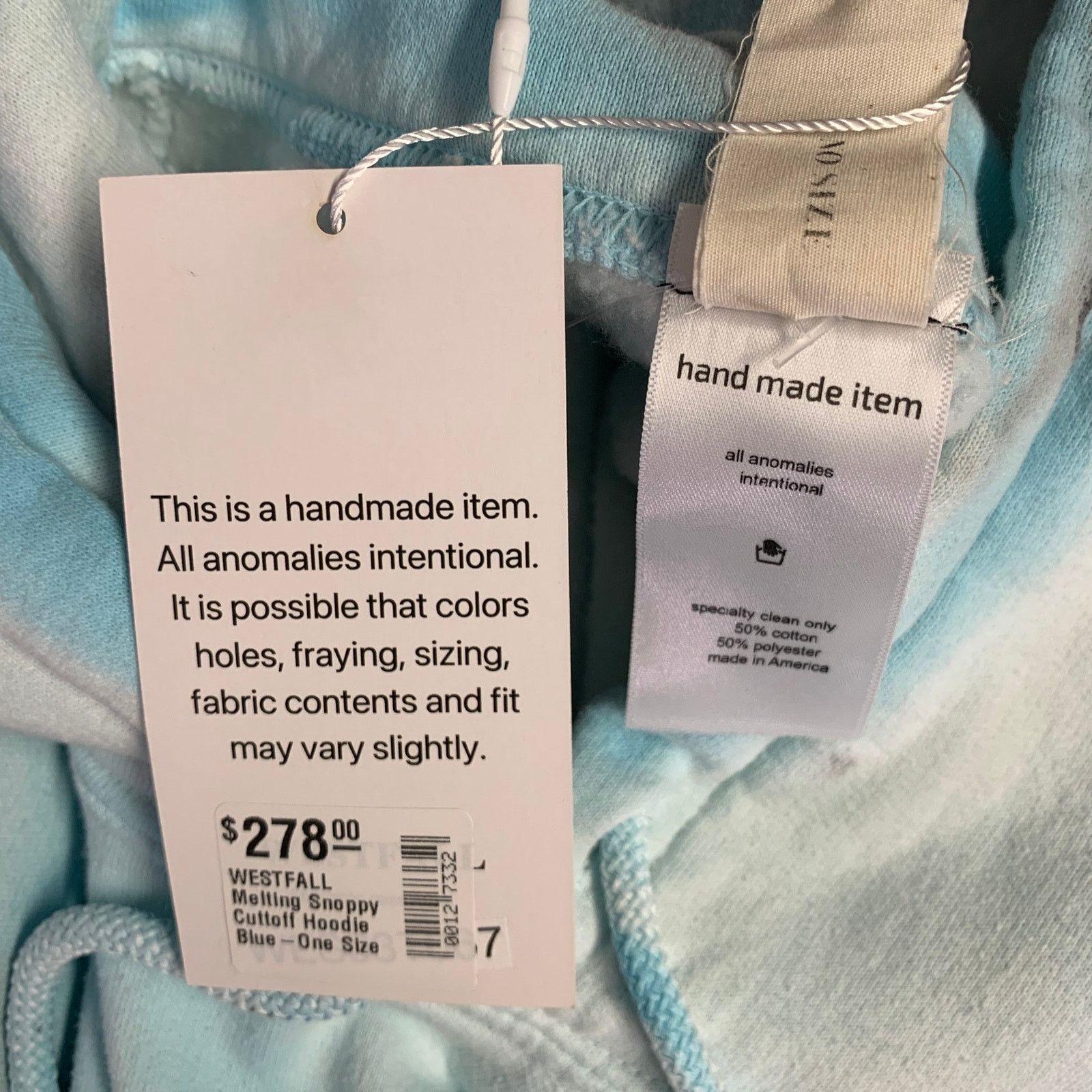 Other WESTFALL Melting Snoopy Blue Dyed Cotton Hoodie Sweatshirt Size US XL / EU 56 / 4 - 6 Thumbnail