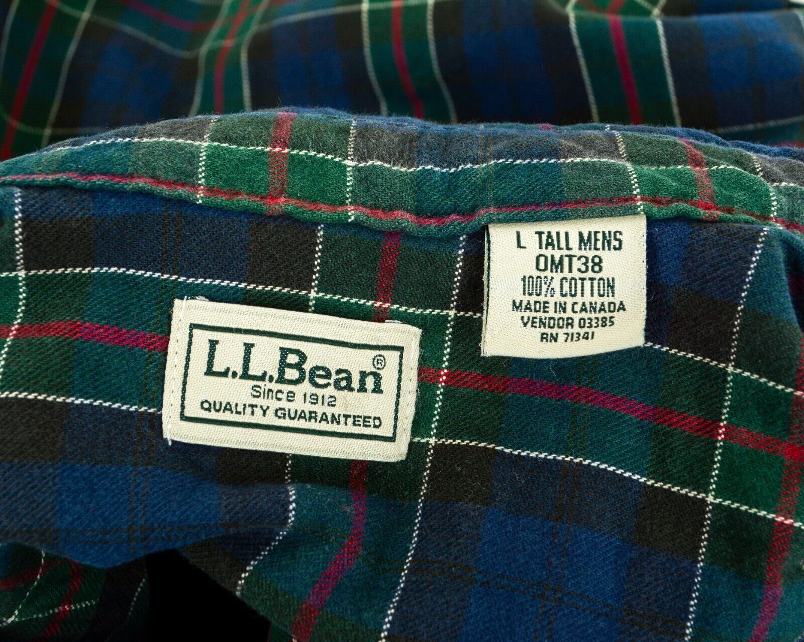 L.L. Bean × Vintage Men's L TALL Plaid Shirt Casual Button Up Flannel Longsleeve Size US L / EU 52-54 / 3 - 10 Thumbnail