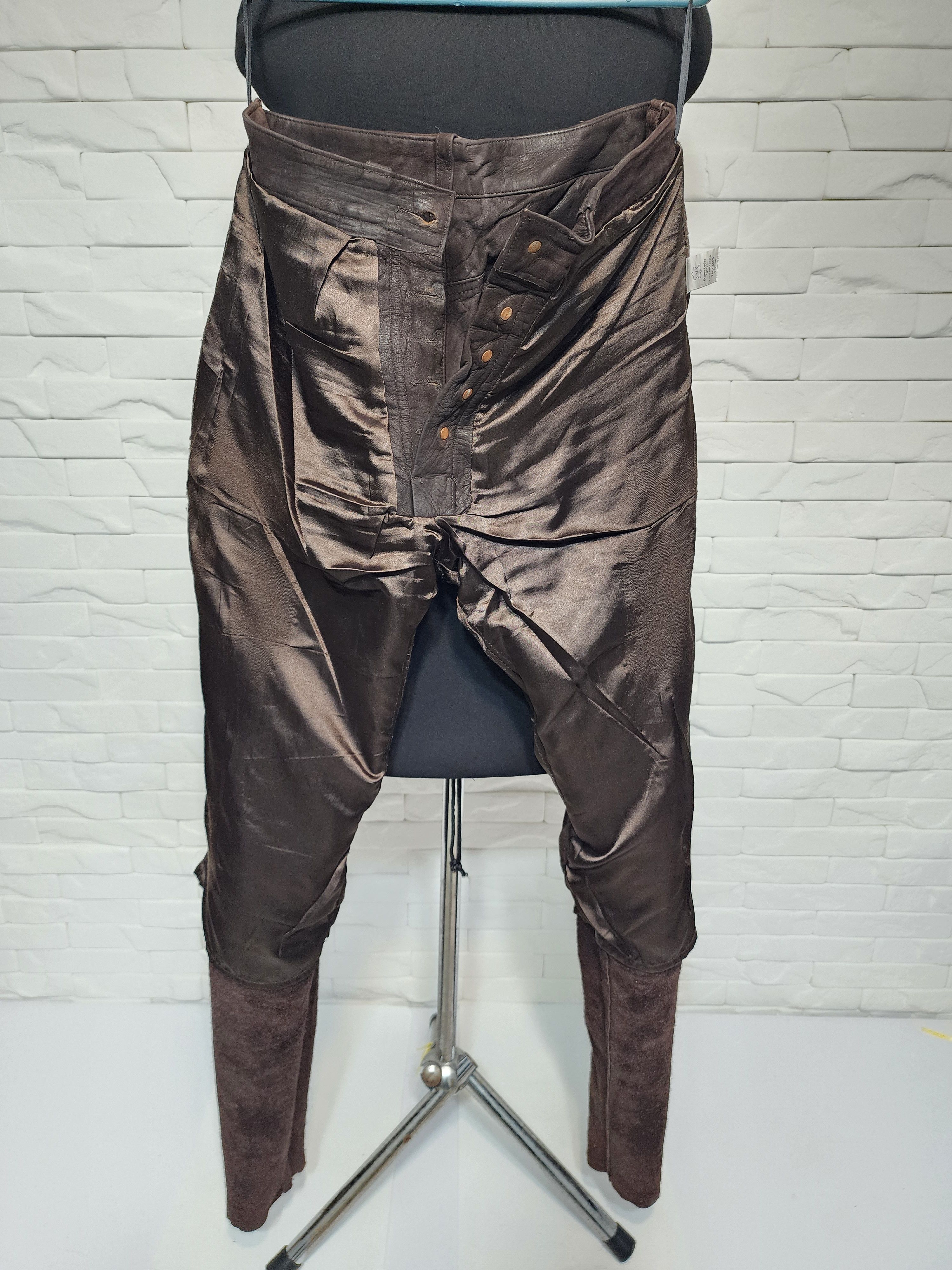 Genuine Leather Men's Brown Nubuck Leather Pants: Denim Cut, Size US 33 - 7 Thumbnail