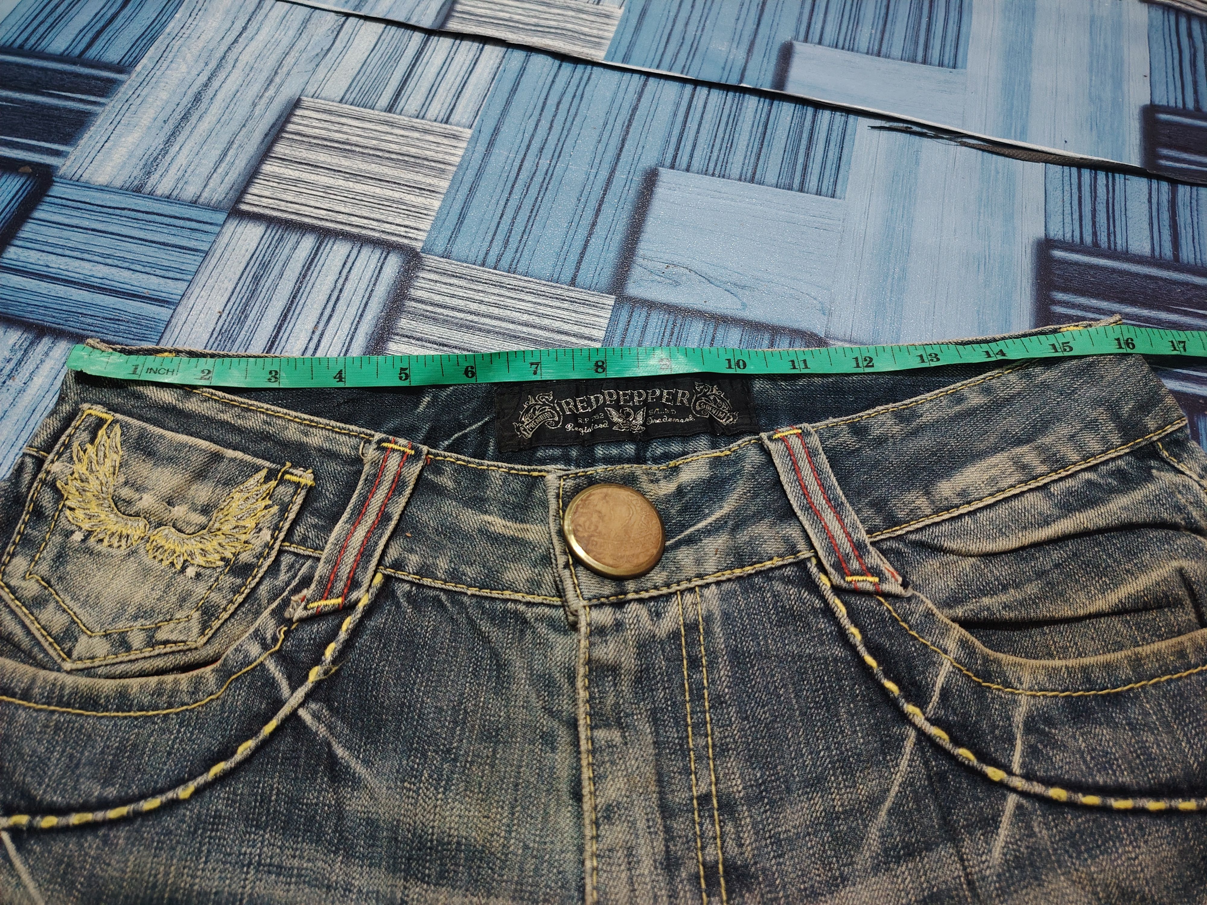 Japanese Red Pepper Flared Jeans Distressed Denim