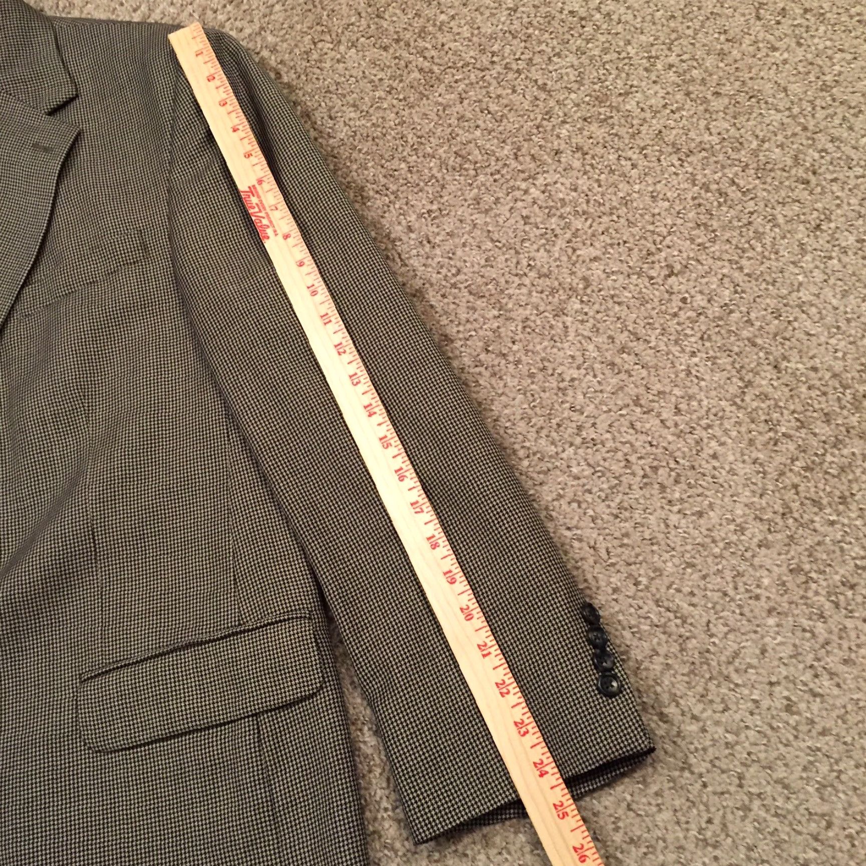 Stafford Stafford Blazer Mens 44R Black Beige Houndstooth Wool Two Button Single Vent Geometric Notch Lapel Regular Coat/Jacket Size 44R - 3 Thumbnail