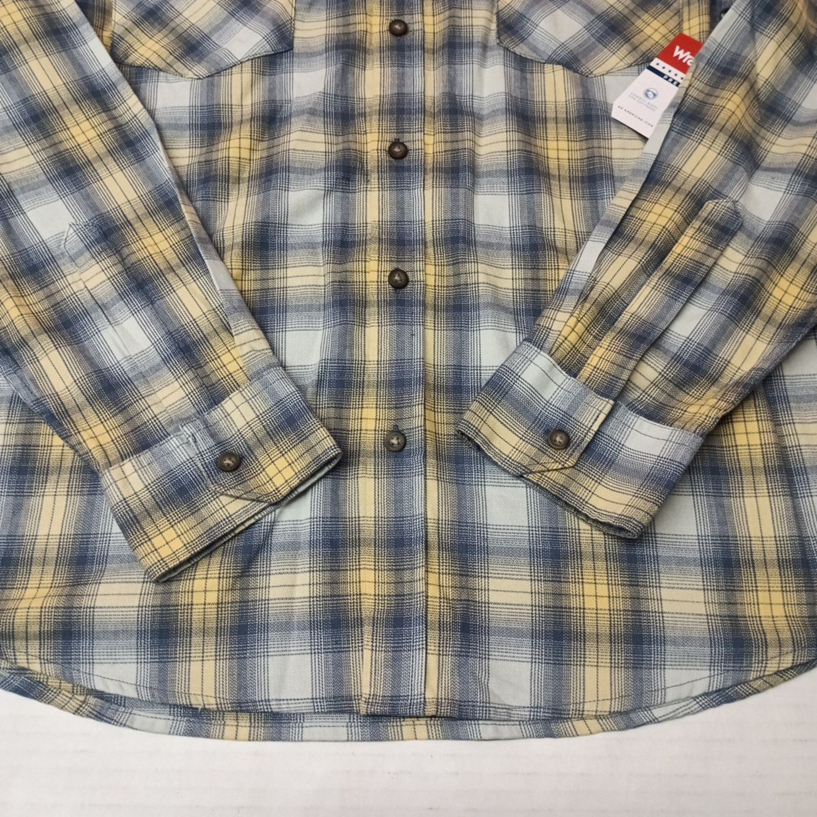 Wrangler Wrangler Cowboy Wash Shirt Mens Size L Sky Blue Yellow Plaid Size US L / EU 52-54 / 3 - 2 Thumbnail