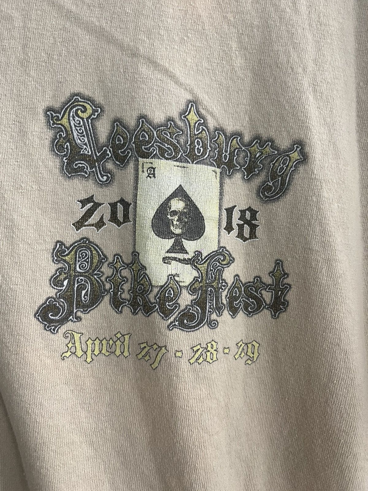 Harley Davidson ‘18 Leesburg Bike Fest Skull & Cards Graphic Beige Tshirt Size US XL / EU 56 / 4 - 3 Thumbnail
