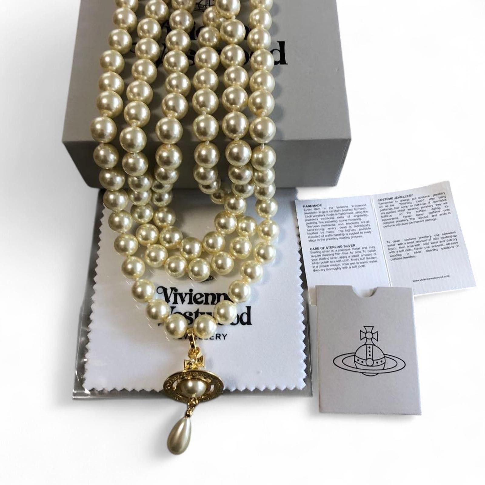 Vivienne Westwood Vivienne Westwood - Triple Strand Pearl Necklace Orb Size ONE SIZE - 7 Thumbnail