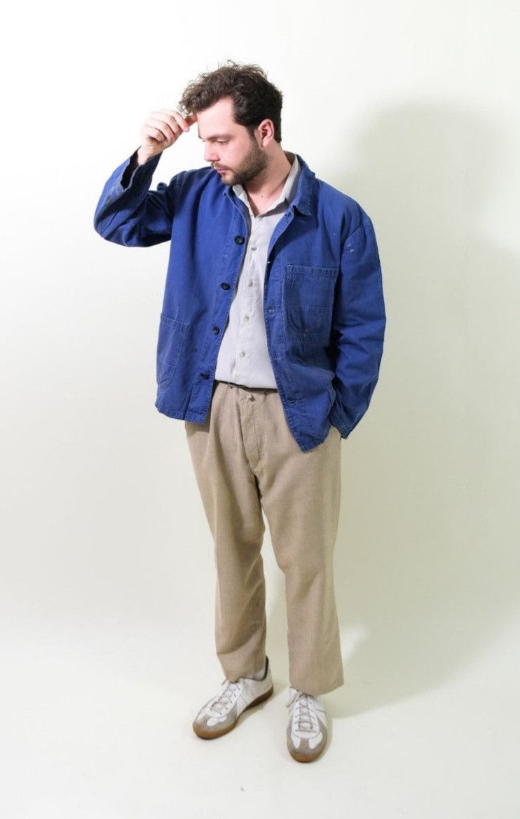 image of Le Laboureur x Vetra 70's Sanfor Chore Faded French Worker Light Jacket in Faded Blue (Size Large)