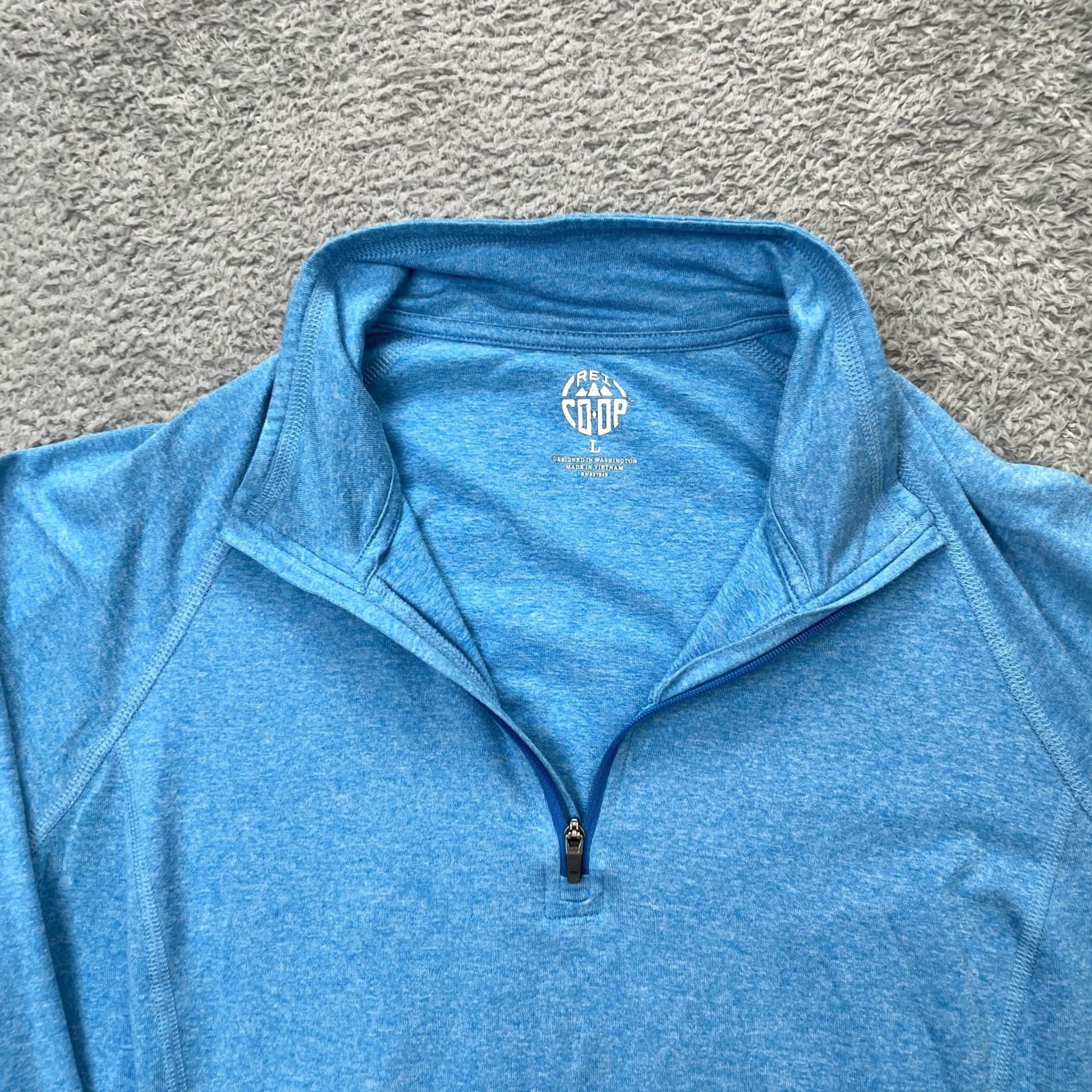 Vintage REI Co Op Sweatshirt Womens Large Blue Heathered 1/4 Zip Training Pullover Activewear Casual Raglan Sleeve Mock Neck Zip Size L / US 10 / IT 46 - 3 Thumbnail