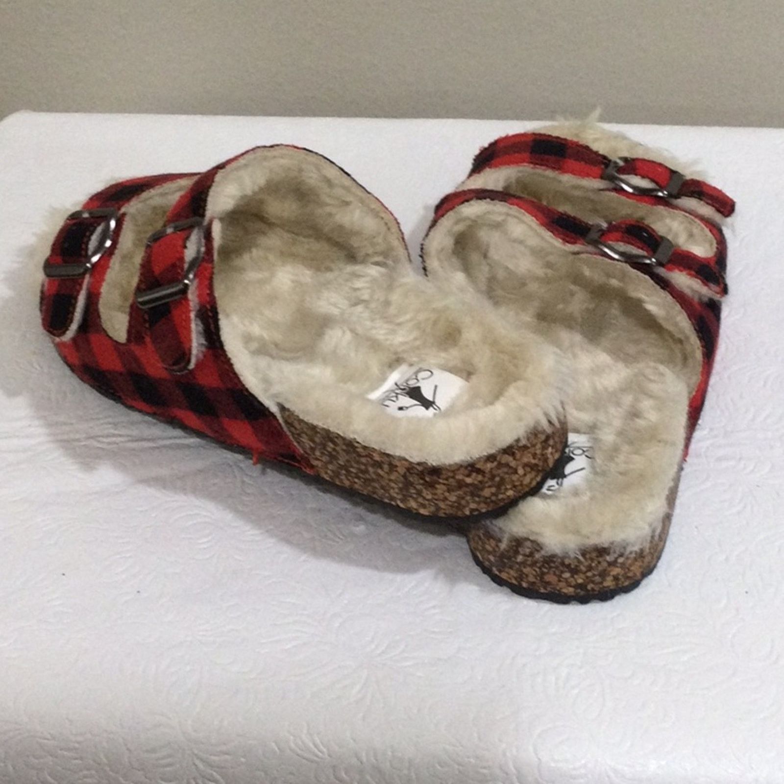 Other Corkys Laid Back Plaid Fur Lined Slip On Sandles 10 NWOT Size US 10 / IT 40 - 15 Thumbnail