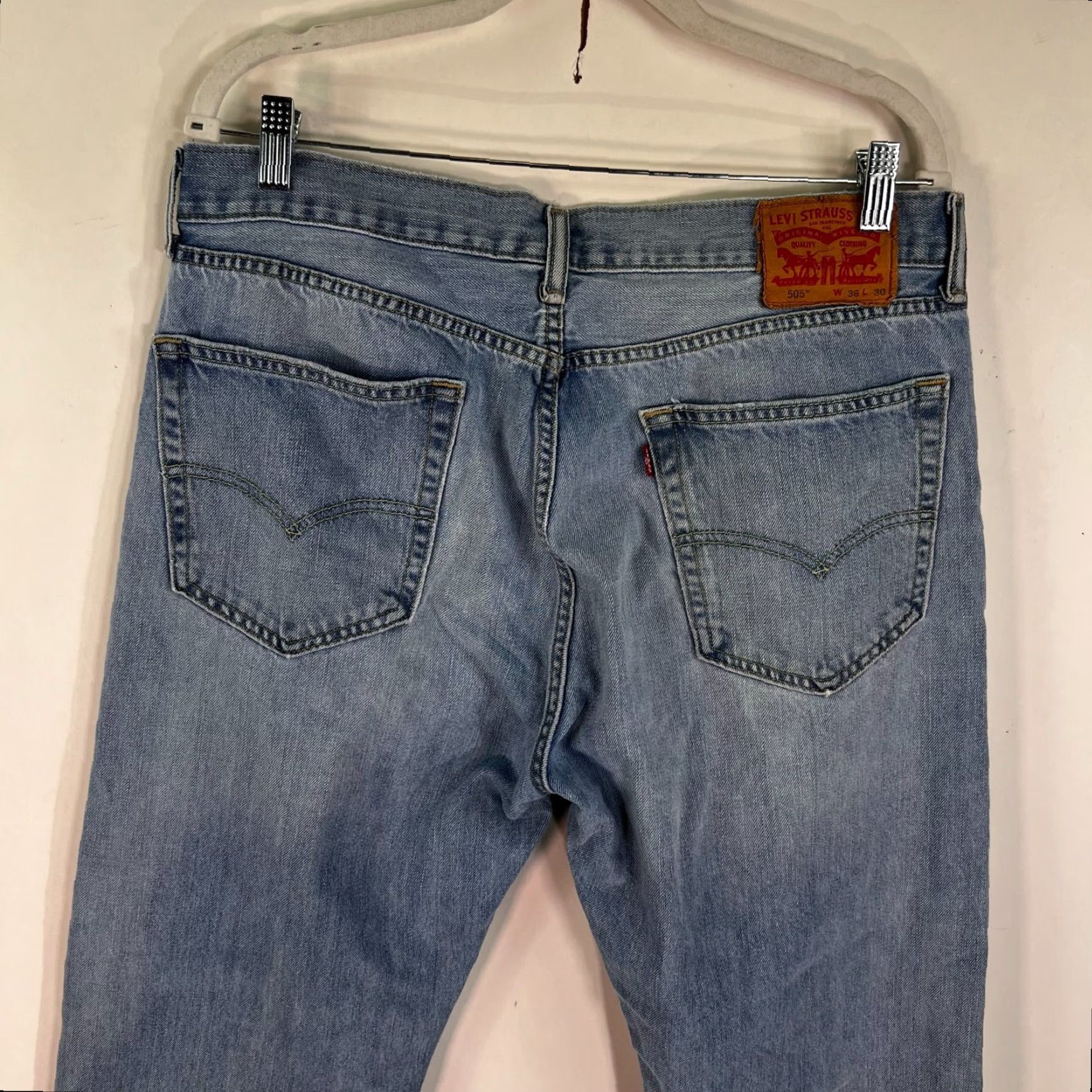 Levi's Levi's 505 Denim Jeans Mens Size 40 Blue Regular Fit Straight 40X32 Size US 40 / EU 56 - 5 Thumbnail