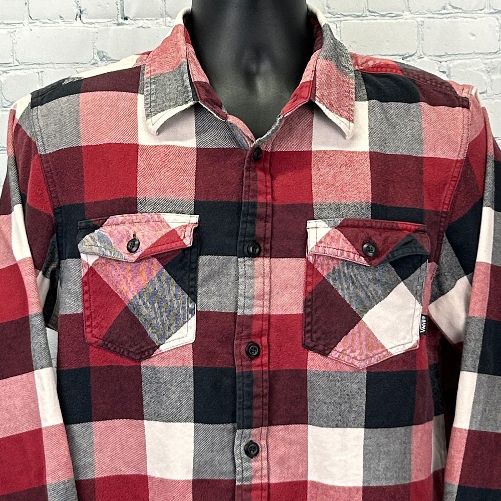 Vans Vans Flannel Button Front Shirt Red Check Plaid Skater Large Size US L / EU 52-54 / 3 - 1 Thumbnail