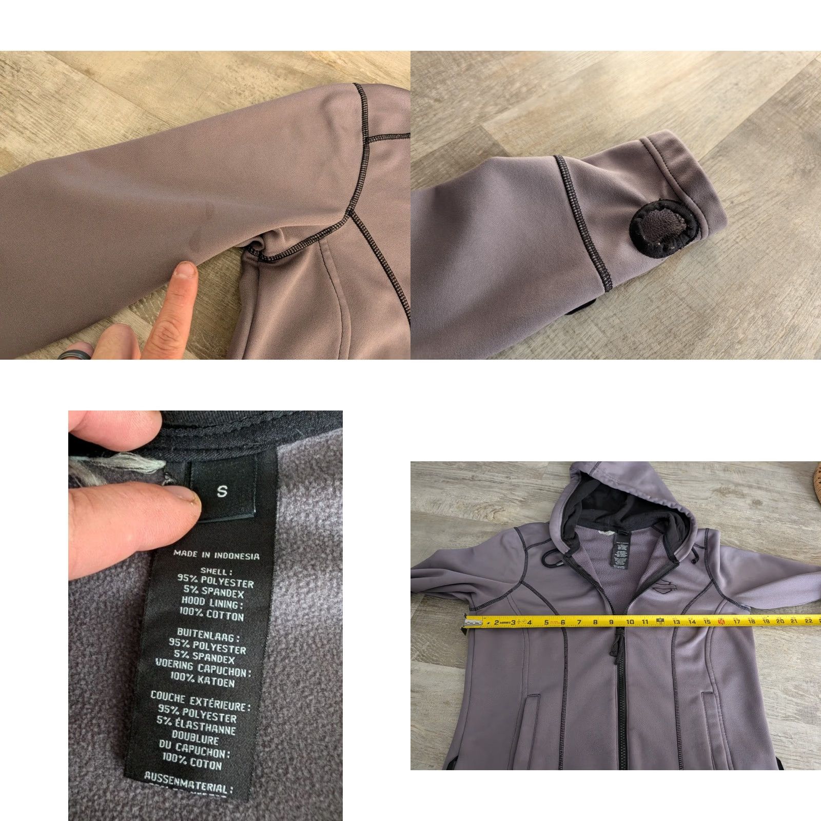 Harley Davidson VINTAGE Harley-Davidson Jacket Womens S Hooded Full Zip Motorcycle Biker Softshell Gray Size S / US 4 / IT 40 - 8 Thumbnail