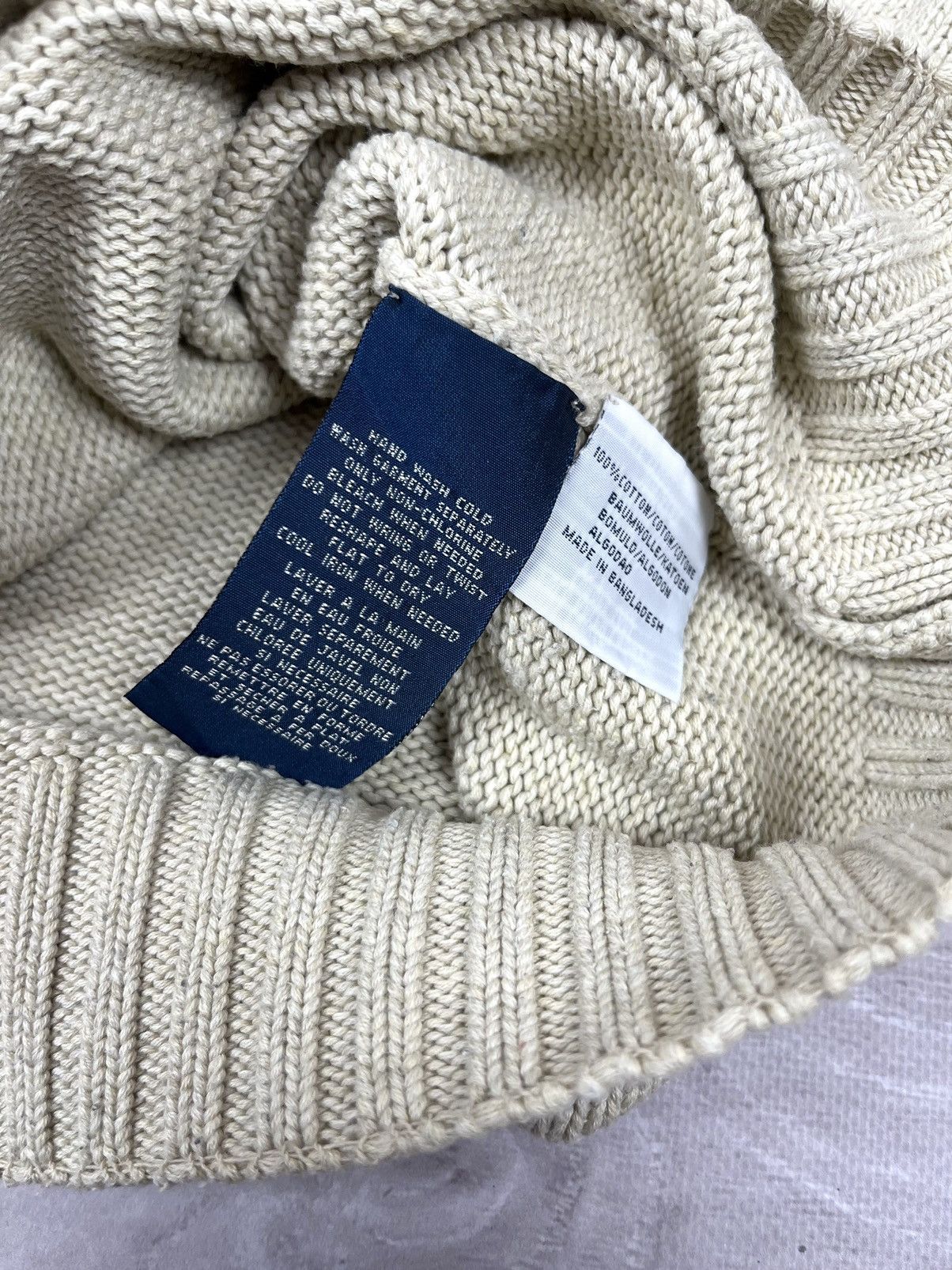 Polo Ralph Lauren Polo Ralph Lauren Vintage 90s Beige Cable Knit Sweater Size US XL / EU 56 / 4 - 9 Thumbnail