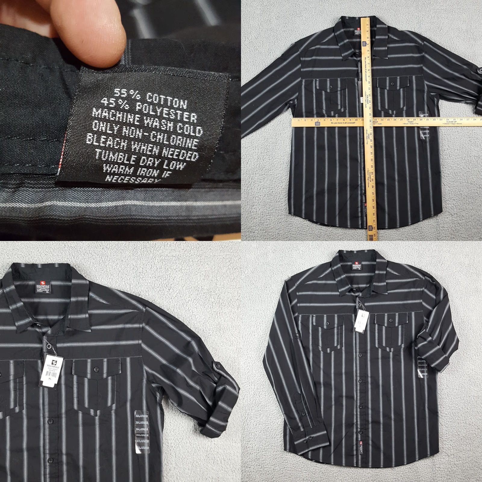 Southpole VINTAGE Y2K Southpole Black Striped Button-Up Shirt XL Mens Grunge Preppy Collared Retro Surf 90s Size US XL / EU 56 / 4 - 8 Thumbnail
