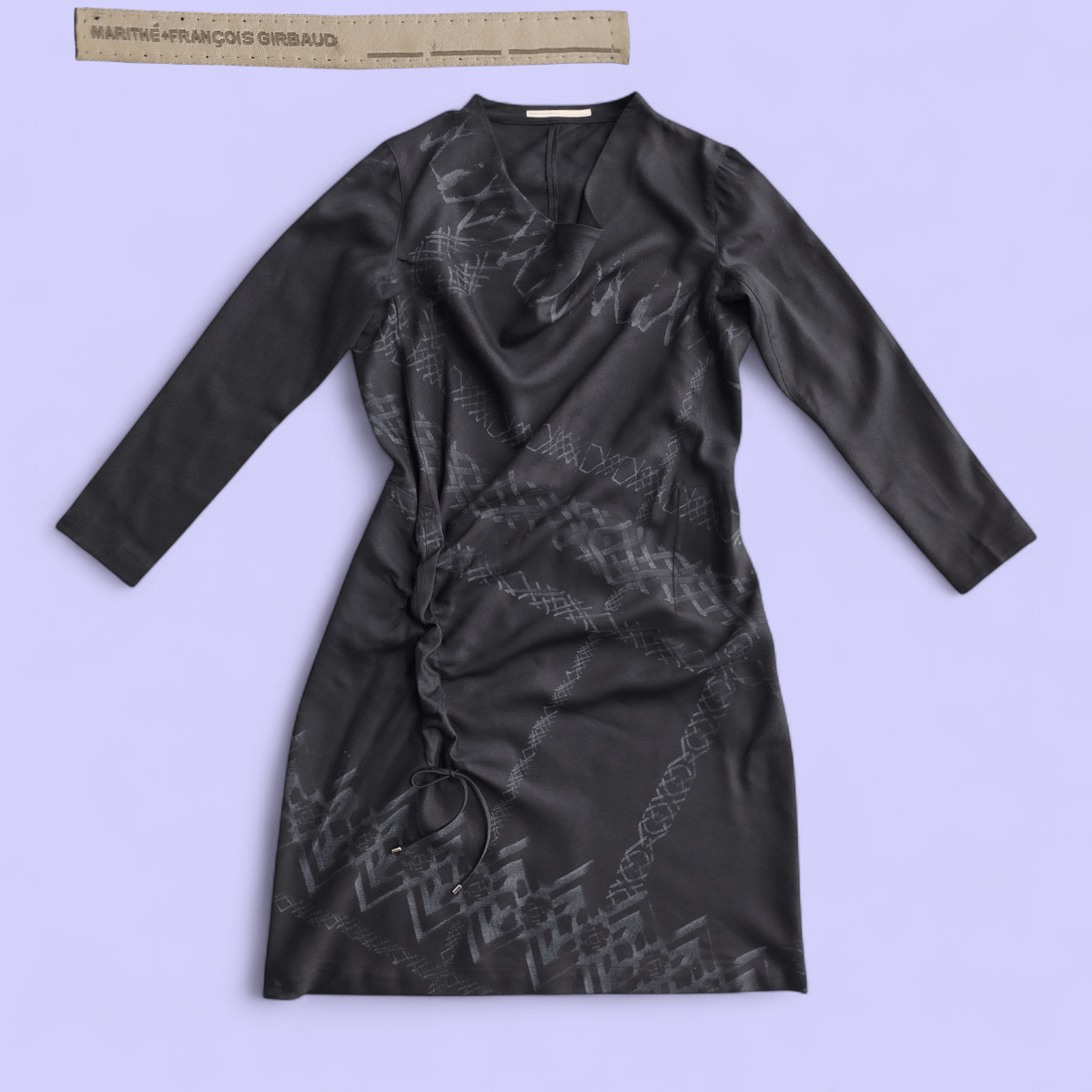 Marithe + Francois Girbaud Girbaud Dress Long Sleeve Draped Wool Vintage Size L / US 10 / IT 46 - 1 Thumbnail