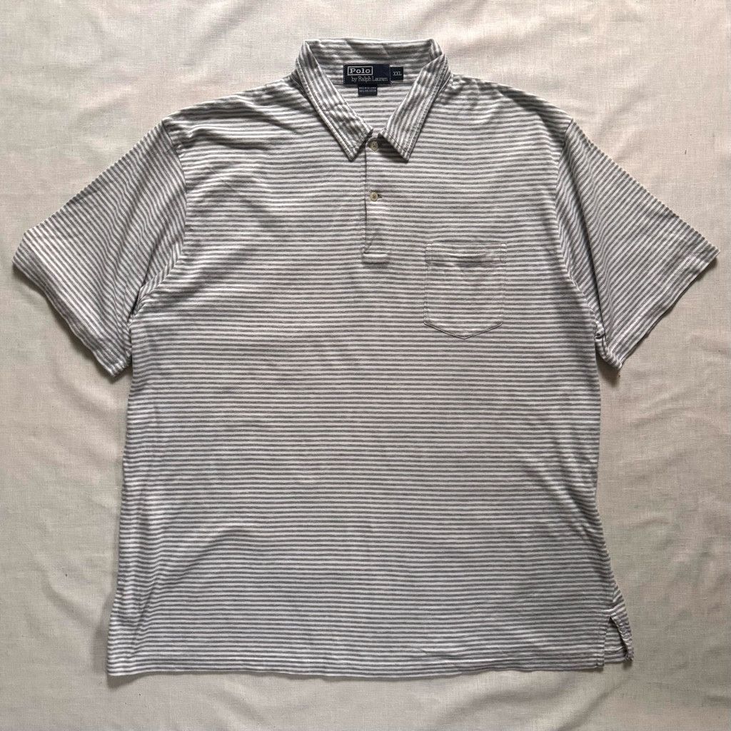 Polo Ralph Lauren Polo by Ralph Lauren Vintage Gray White Stripe Mens XXL Size US XXL / EU 58 / 5 - 1 Thumbnail