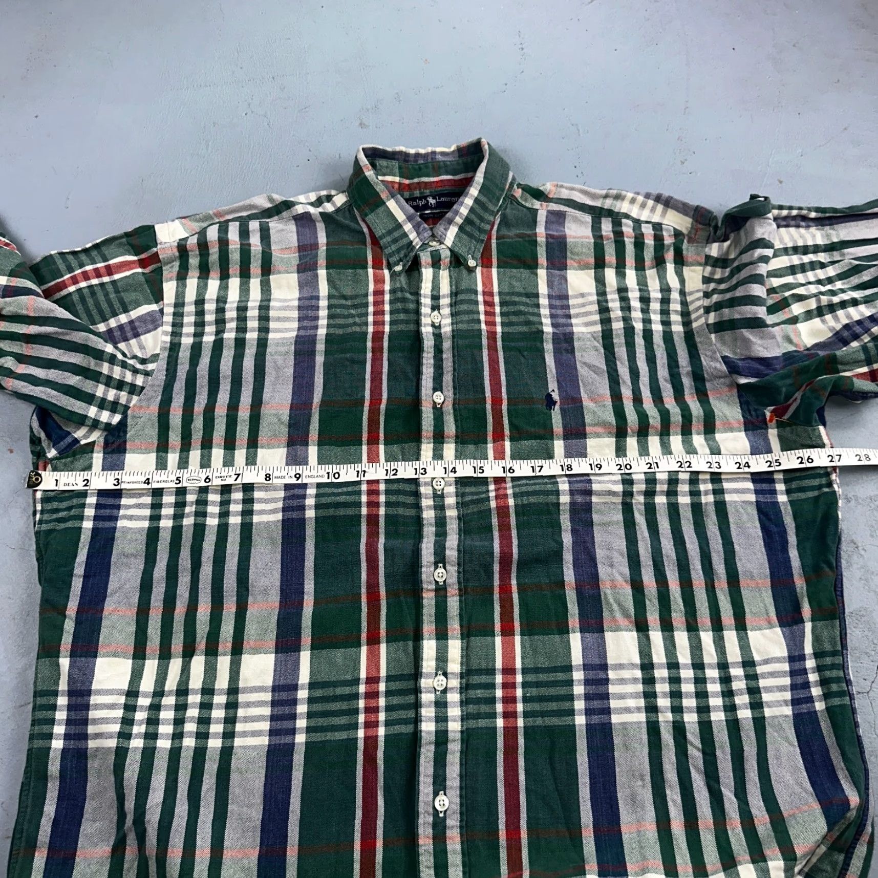 Ralph Lauren VINTAGE Ralph Lauren Button-Down Shirt Men XL Green Plaid Cotton Heavy Cotton Casual Shirt Size US XL / EU 56 / 4 - 6 Thumbnail