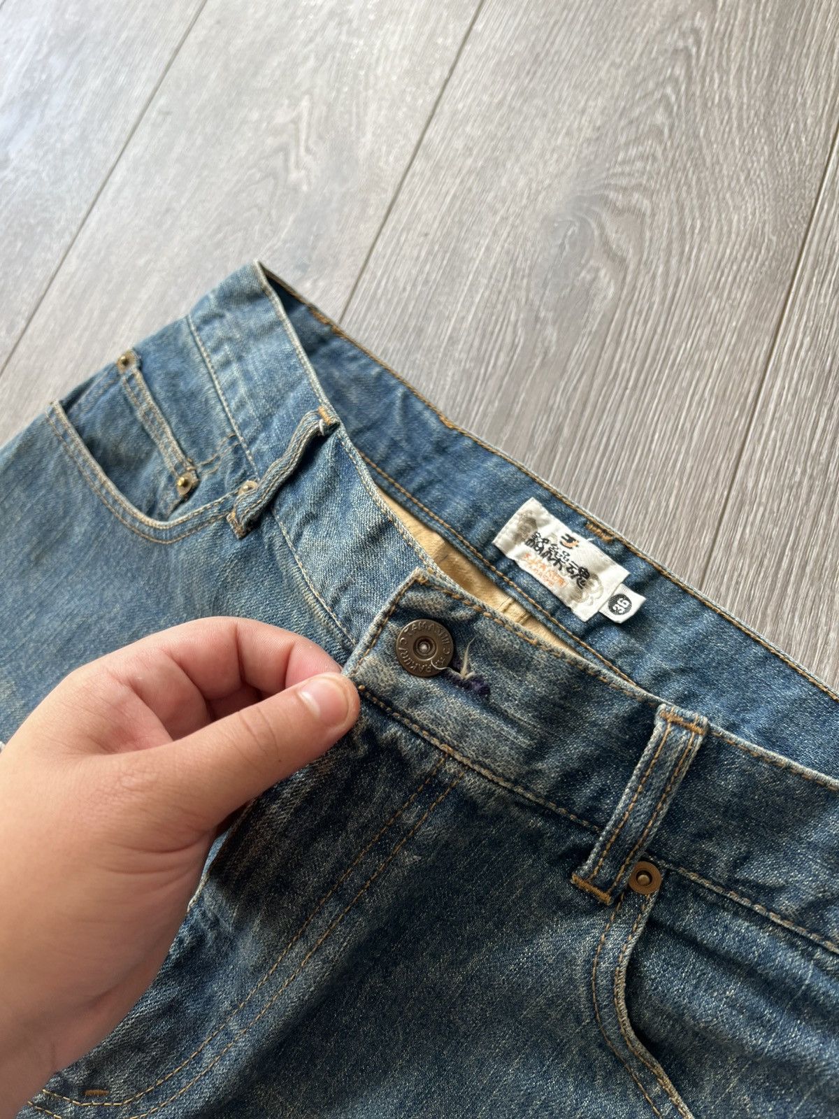 Japanese Brand Vintage Japanese Denim Shorts Dragon Embroidery Samurai Soul Size US 36 / EU 52 - 10 Thumbnail