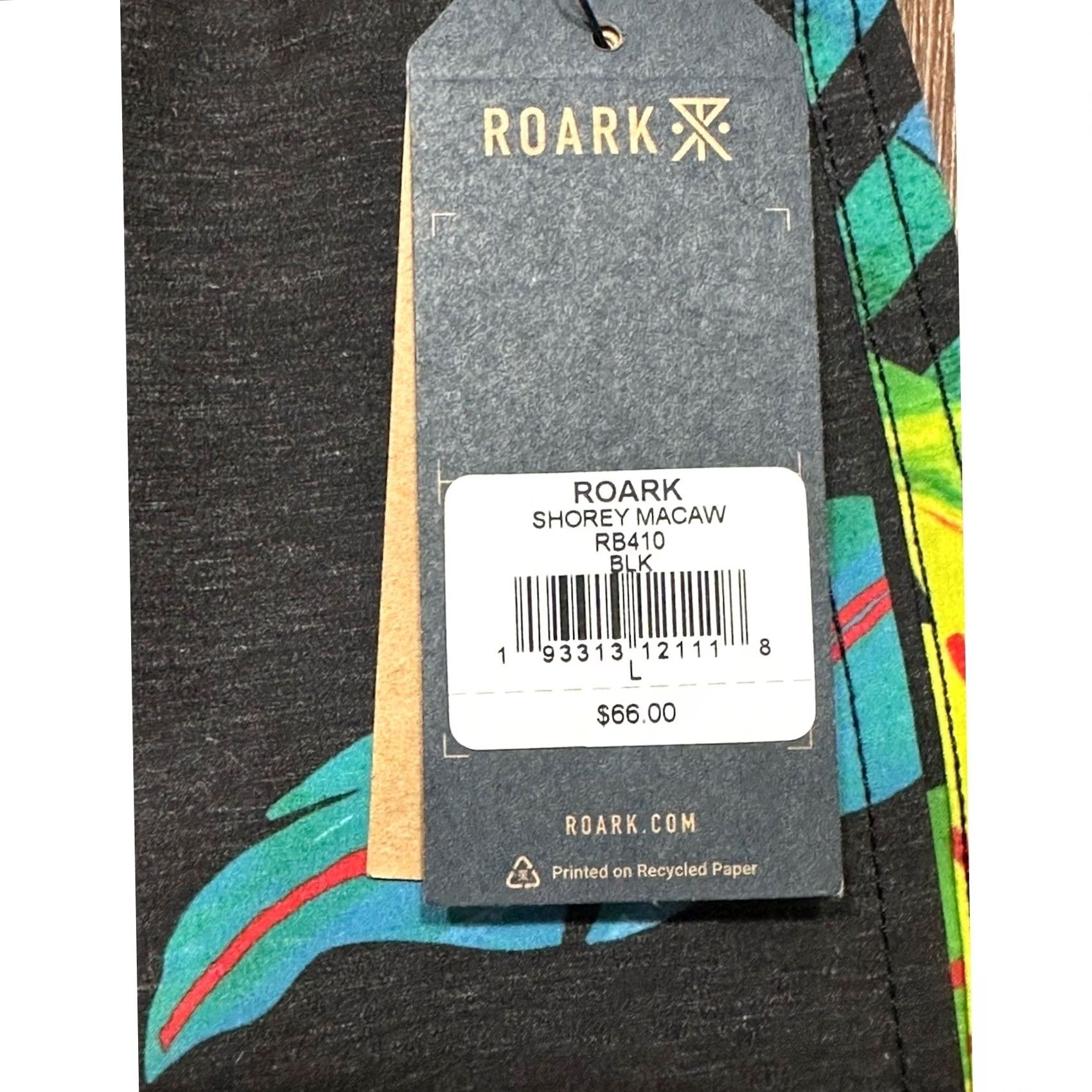 Roark Roark Board Shorts Mens L Black Hemp Blend Beach Surfing Tropical Birds Size US 33 - 4 Thumbnail