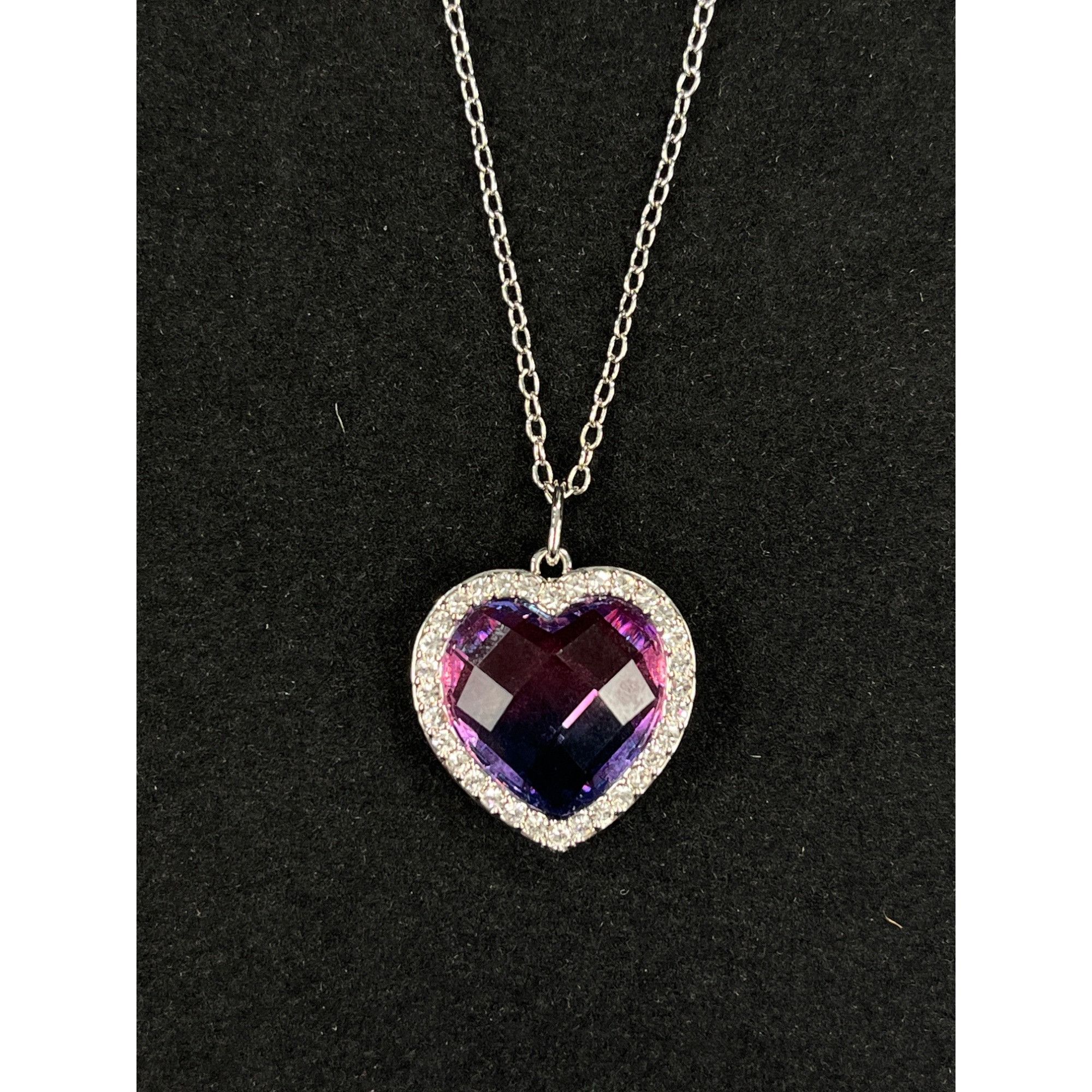 Designer SU CH SKU 7850 Heart Shaped Purple and Pink Crystal Pendant Size ONE SIZE - 2 Thumbnail
