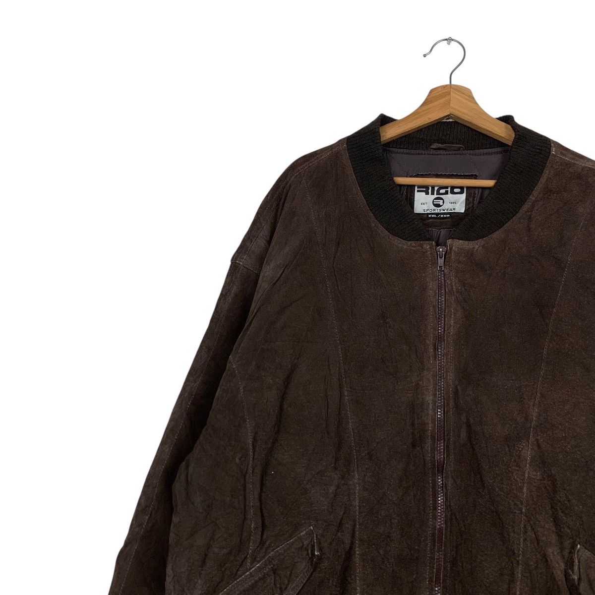 Vintage 90’s RIGO Sportswear Leather Bomber Jacket #2182-C96 Size US XXL / EU 58 / 5 - 6 Thumbnail