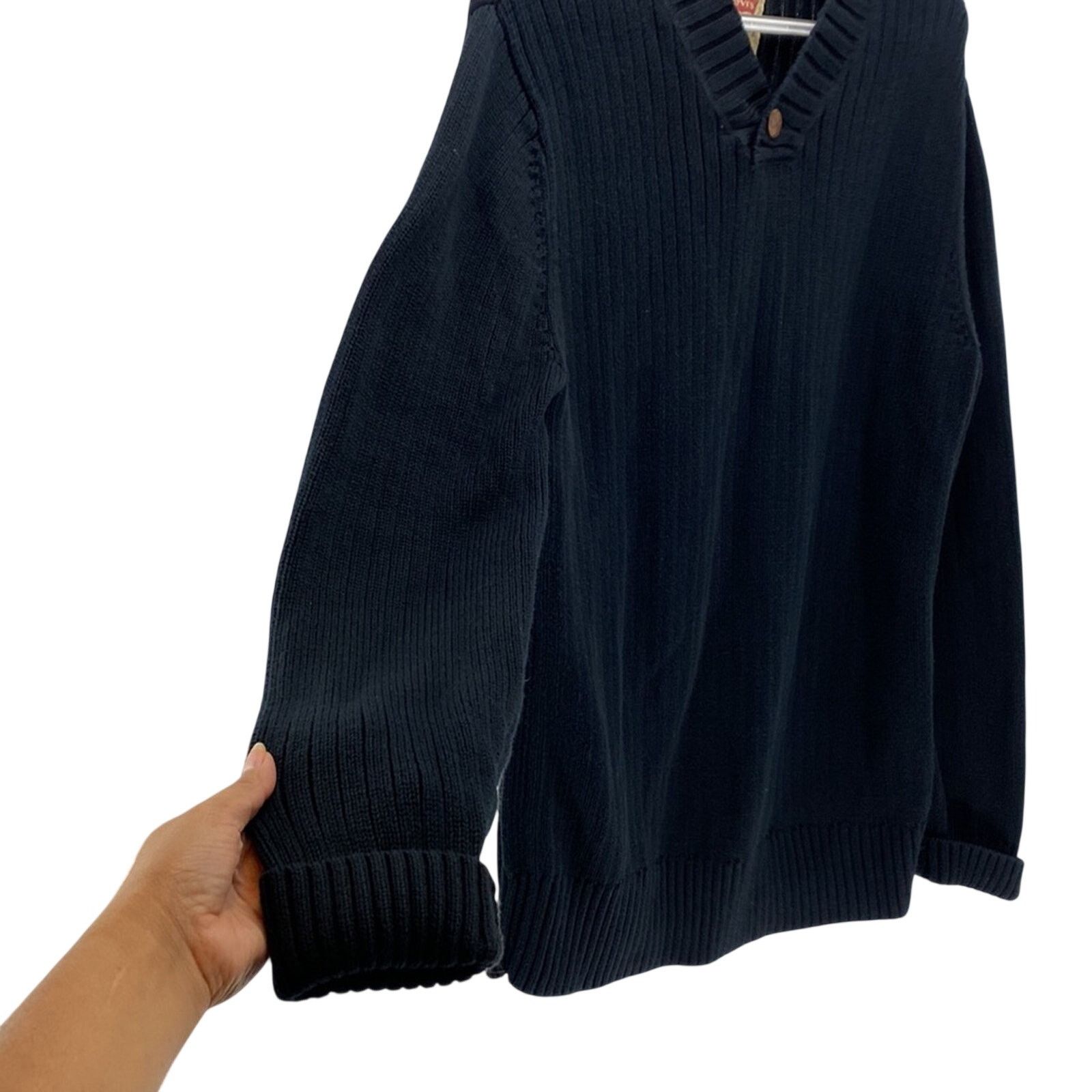 Levi's Levi’s black ribbed v neck elbow patch accent sweater cotton Size US L / EU 52-54 / 3 - 5 Thumbnail
