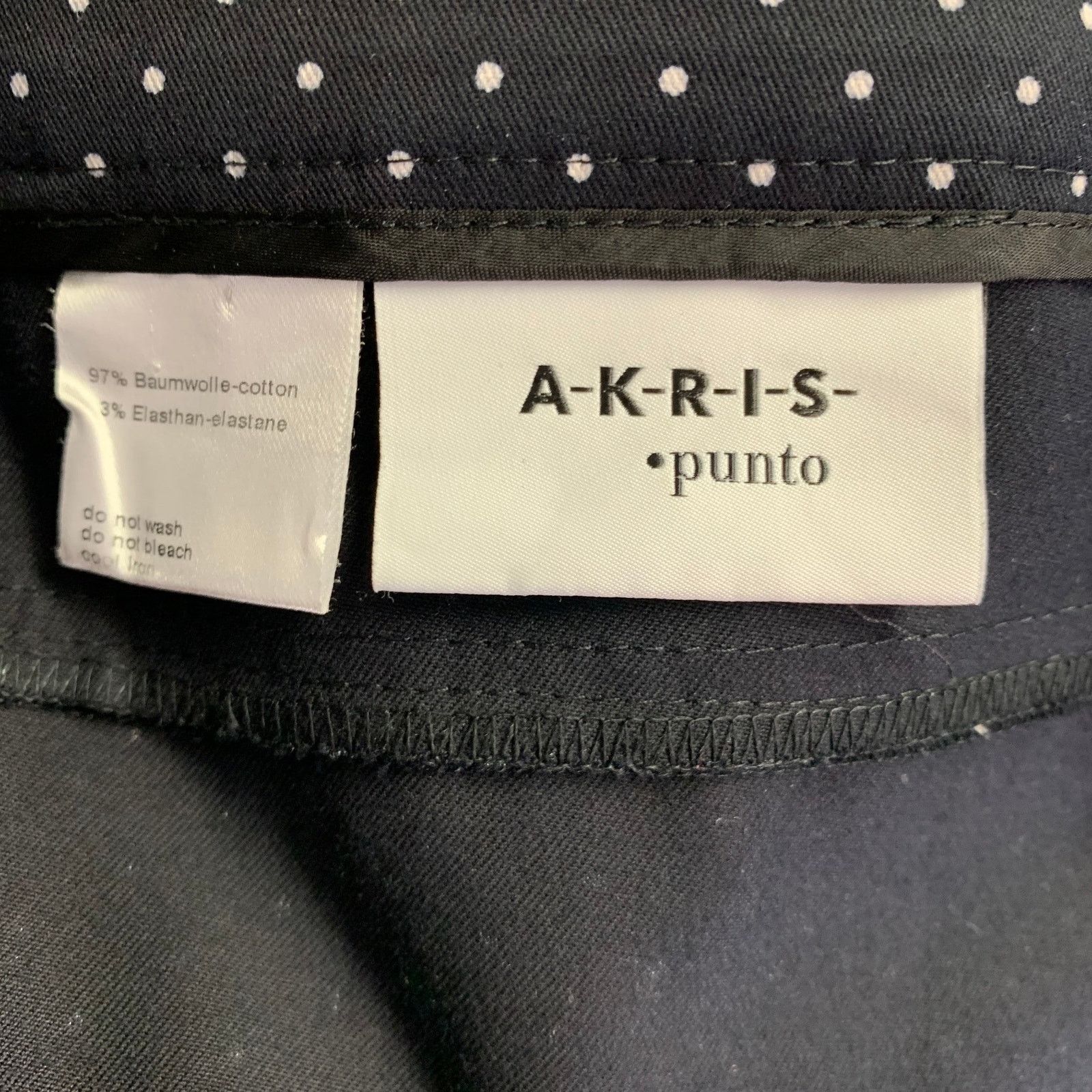 Akris Black White Cotton Blend Dots Side Zipper Casual Pants Size 30" / US 8 / IT 44 - 3 Thumbnail