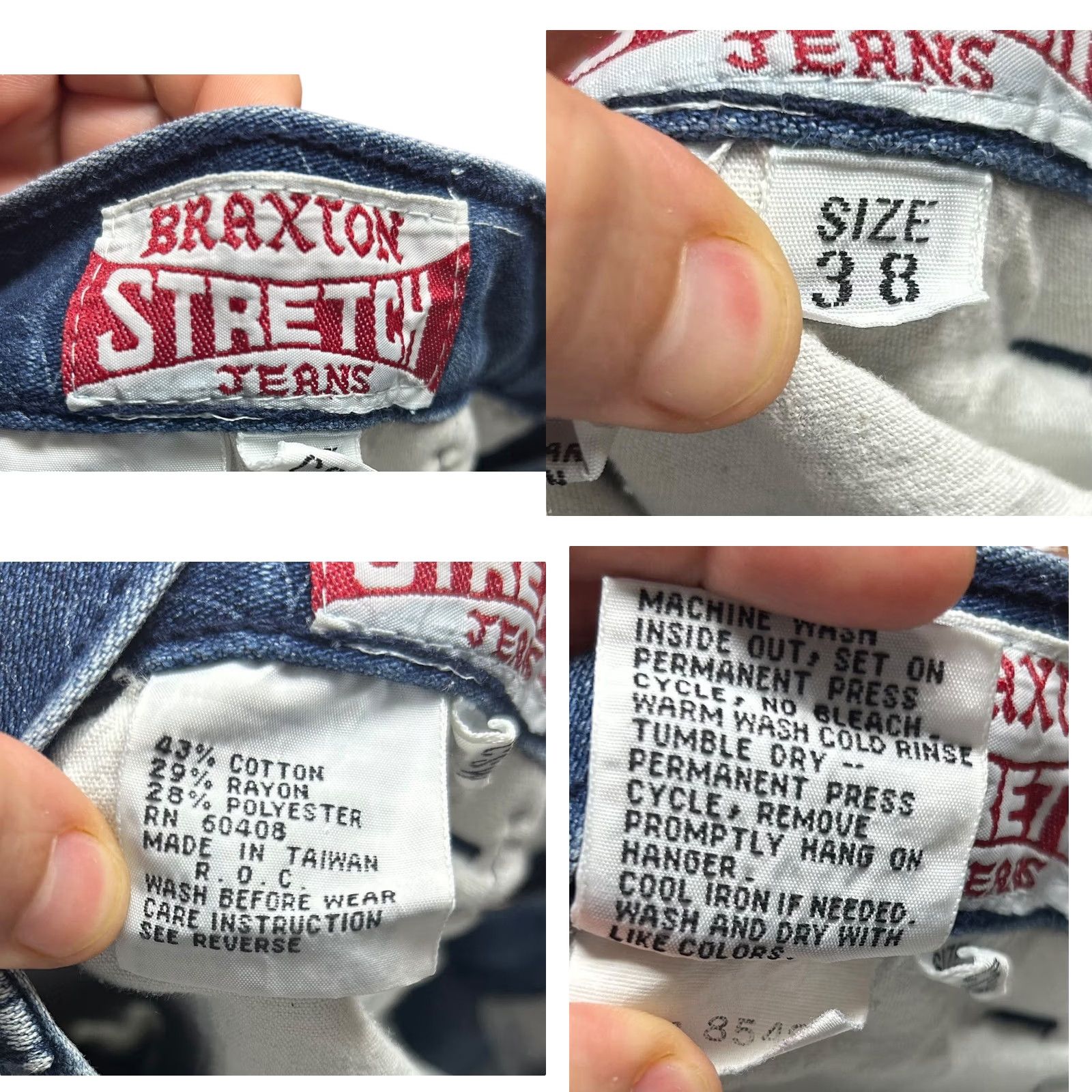Denime VINTAGE Braxton Women's Jeans 80s Floral Dark Wash Denim Sz 38 Blue 5-Pocket Comfort Stretch Straight Size 26" / US 2 / IT 38 - 9 Thumbnail