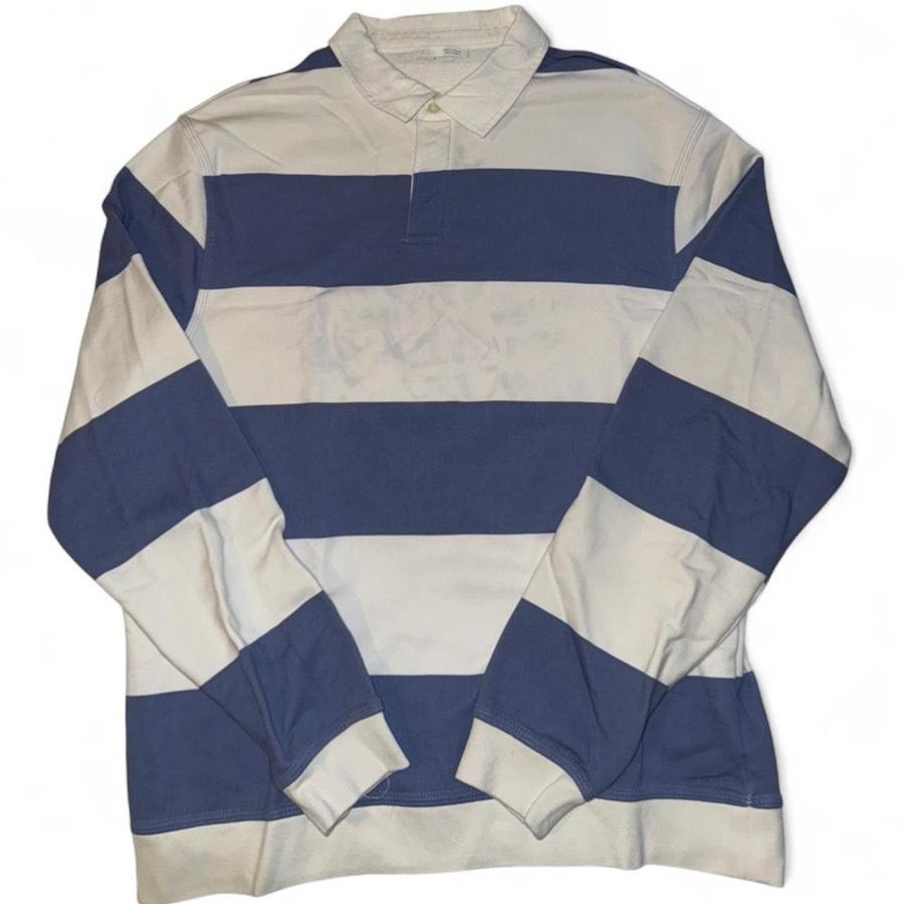 Zara ZARA WHITE AND BLUE STRIPPED RUGBY SHIRT Size US L / EU 52-54 / 3 - 1 Thumbnail