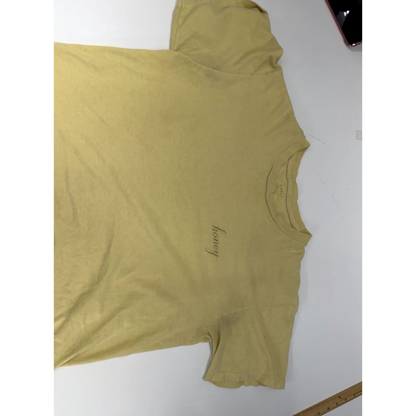 Vintage J. Galt Womens Shirt One Size Yellow Short Sleeve Embroidered T-Shirt Casual Knit 100% Cotton Adult Regular Mens Womens Girls Boys Size ONE SIZE - 7 Thumbnail