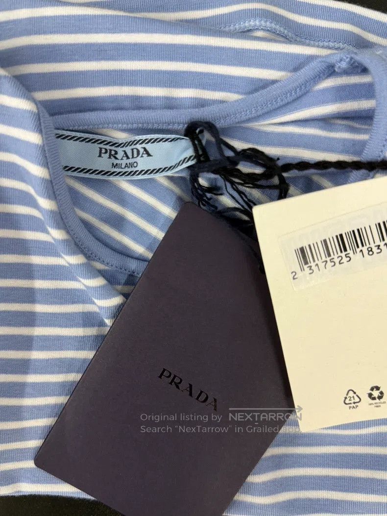 Prada Prada Blue and white striped long sleeves Size S / US 4 / IT 40 - 4 Thumbnail