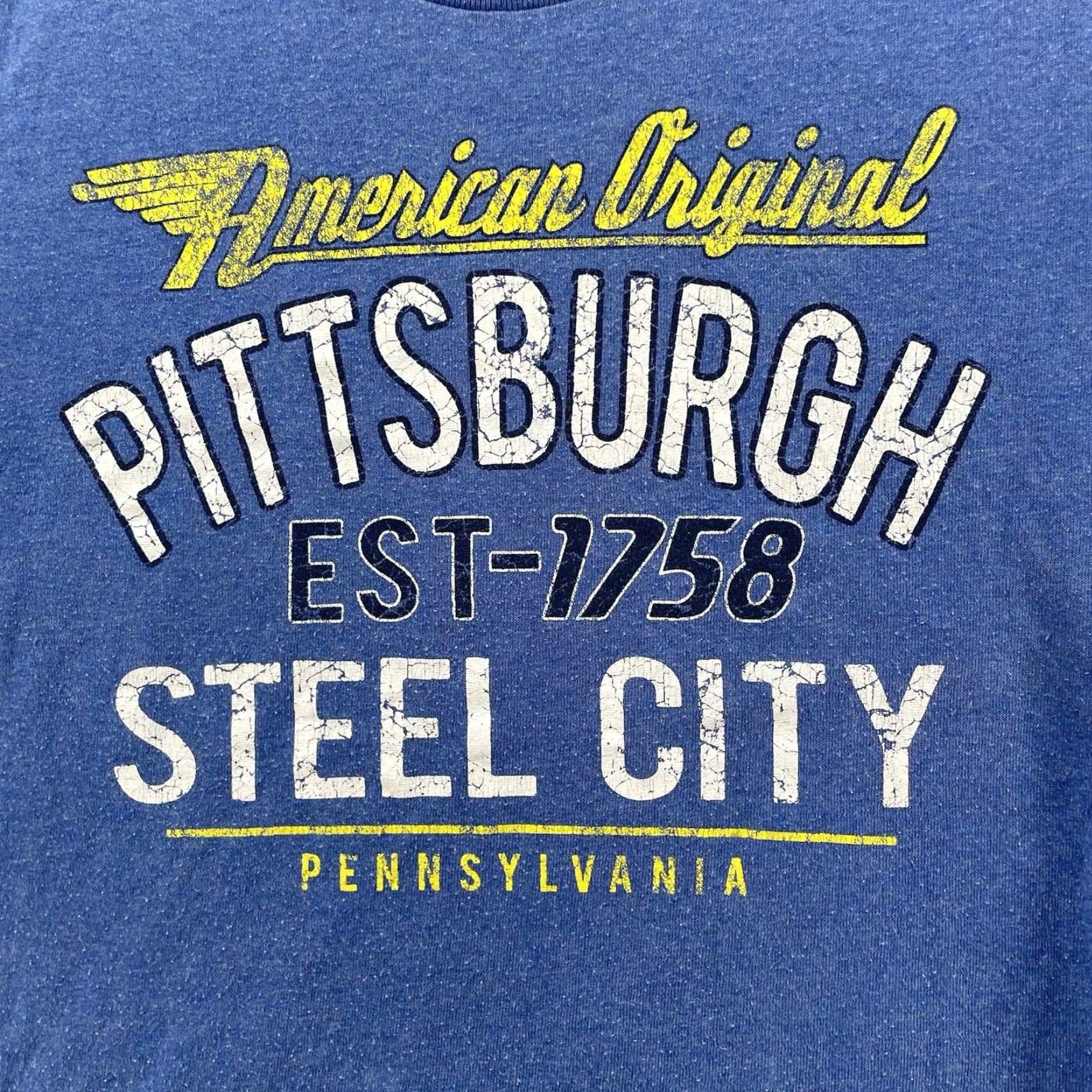 Delta VINTAGE Pittsburgh T-Shirt Delta Brand Men’s Small Blue Single Stitch Streetwear Logo Football Graphic Print Size US S / EU 44-46 / 1 - 2 Thumbnail