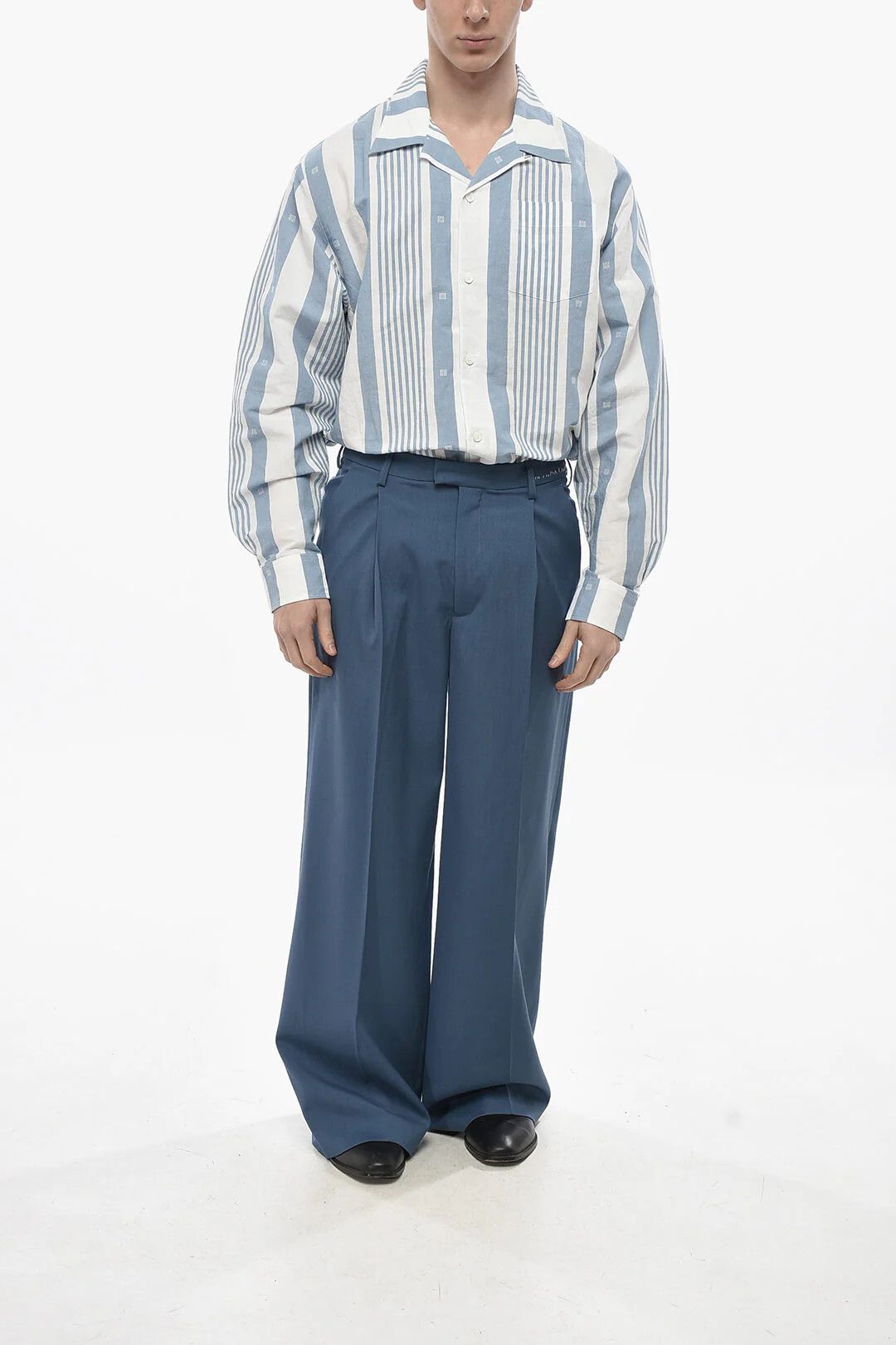 Marni og1mm0326 Mohair-Blend Pant in Light Blue Size US 32 / EU 48 - 4 Thumbnail