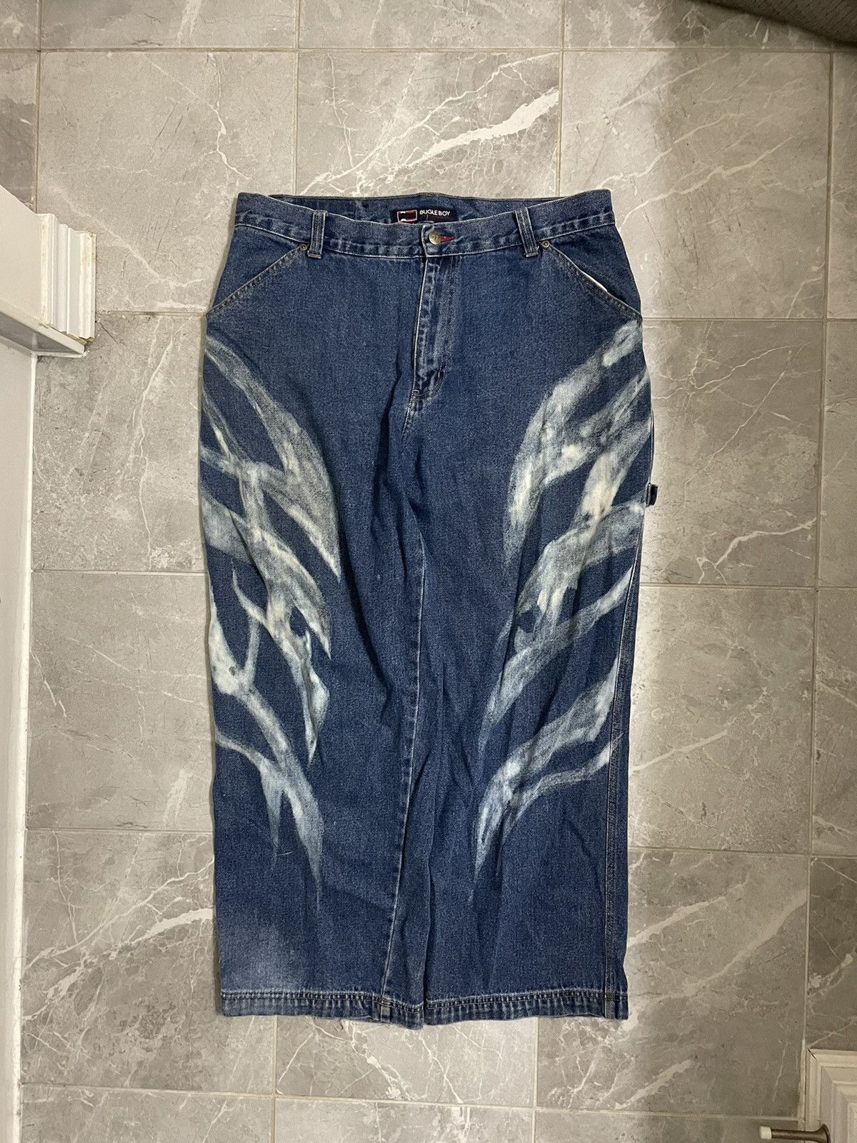 Japanese Brand Y2K Blue Painted Jeans Size US 38 / EU 54 - 1 Thumbnail