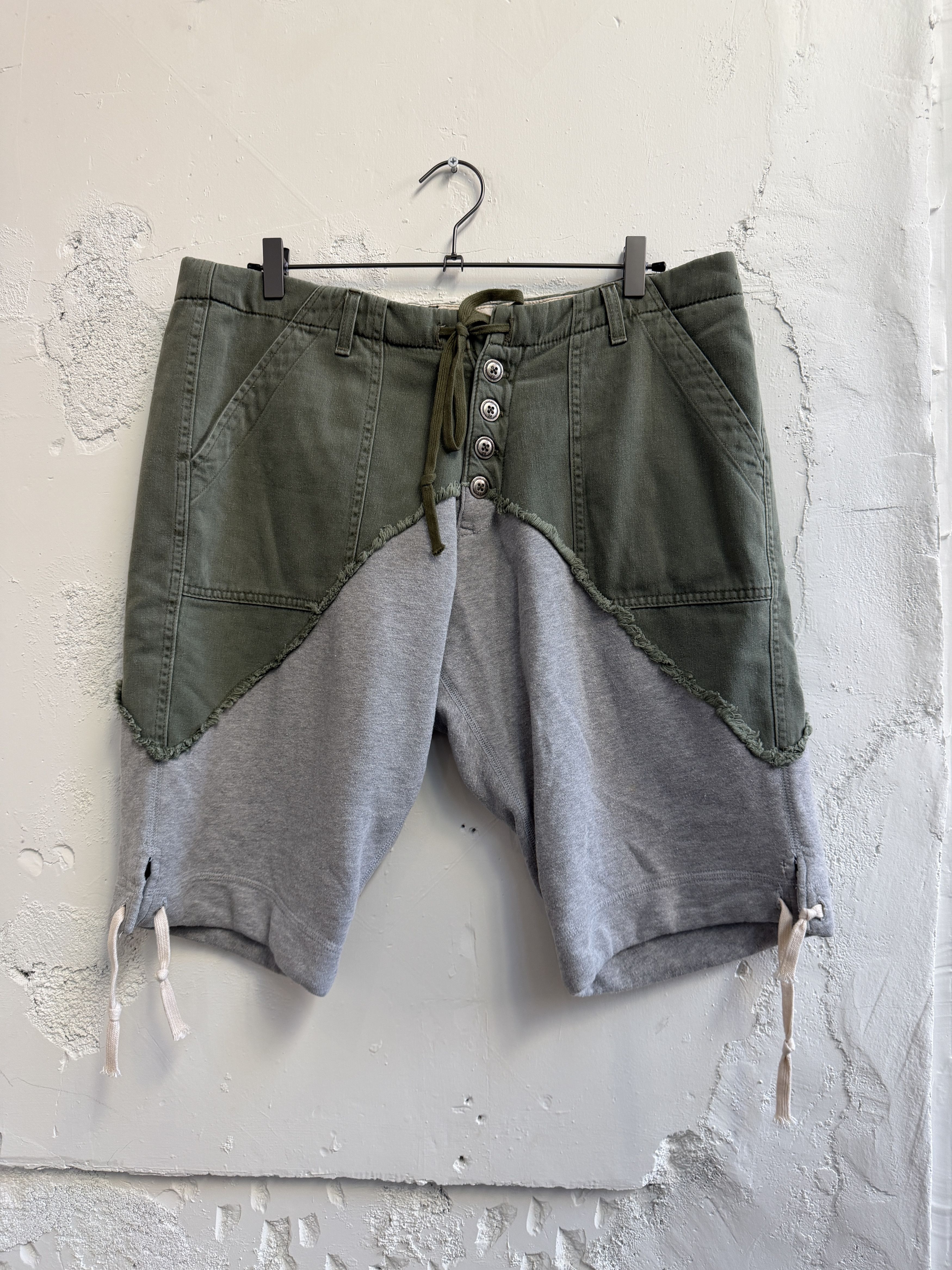 Greg Lauren 50/50 Army Terry Shorts