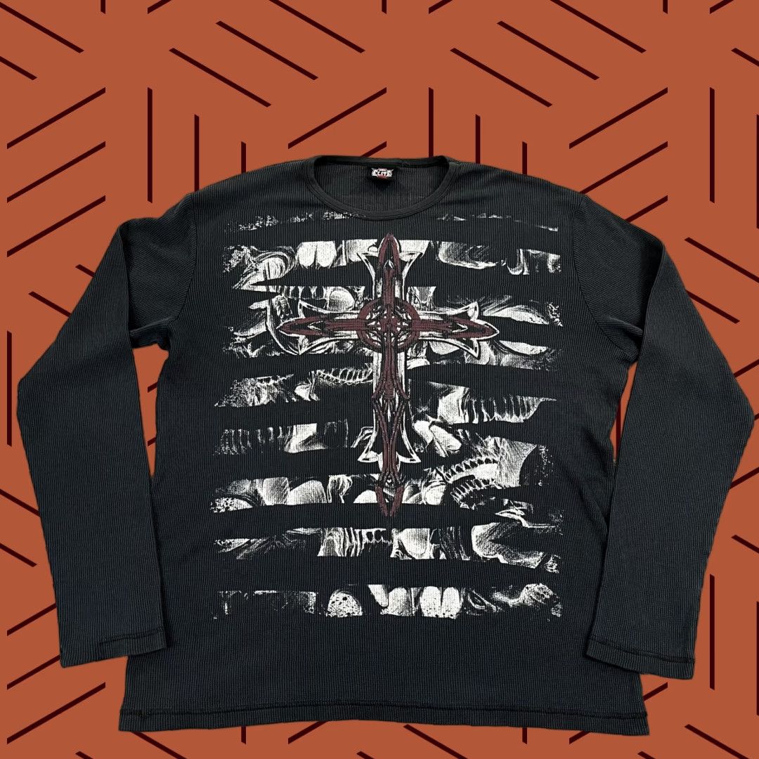 Vintage MMA Elite Shirt Men 2XL Black Thermal Waffle Knit Skater Graphic Long Sleeve Logo Cross Size US XXL / EU 58 / 5 - 1 Thumbnail