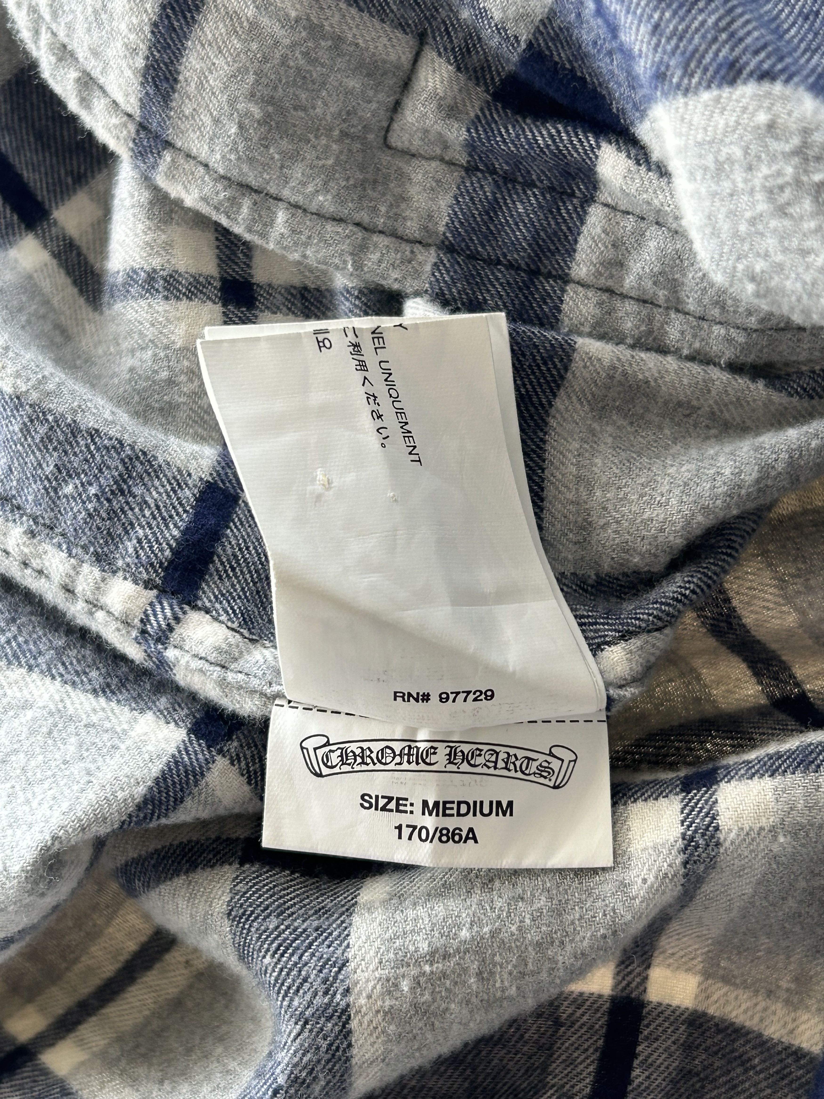 Chrome Hearts Chrome Hearts Grey & Blue Cross Patch Elongated Flannel Size US M / EU 48-50 / 2 - 6 Thumbnail