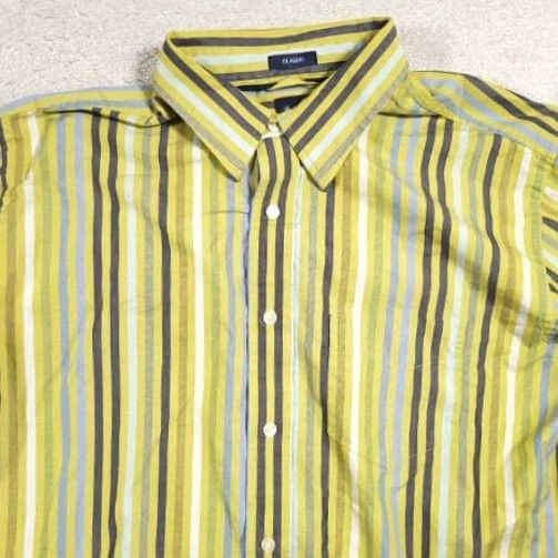 Gap Gap Button Up Casual Shirt Mens Large Green Stripe Long Sleeve Pocket Size US L / EU 52-54 / 3 - 3 Thumbnail