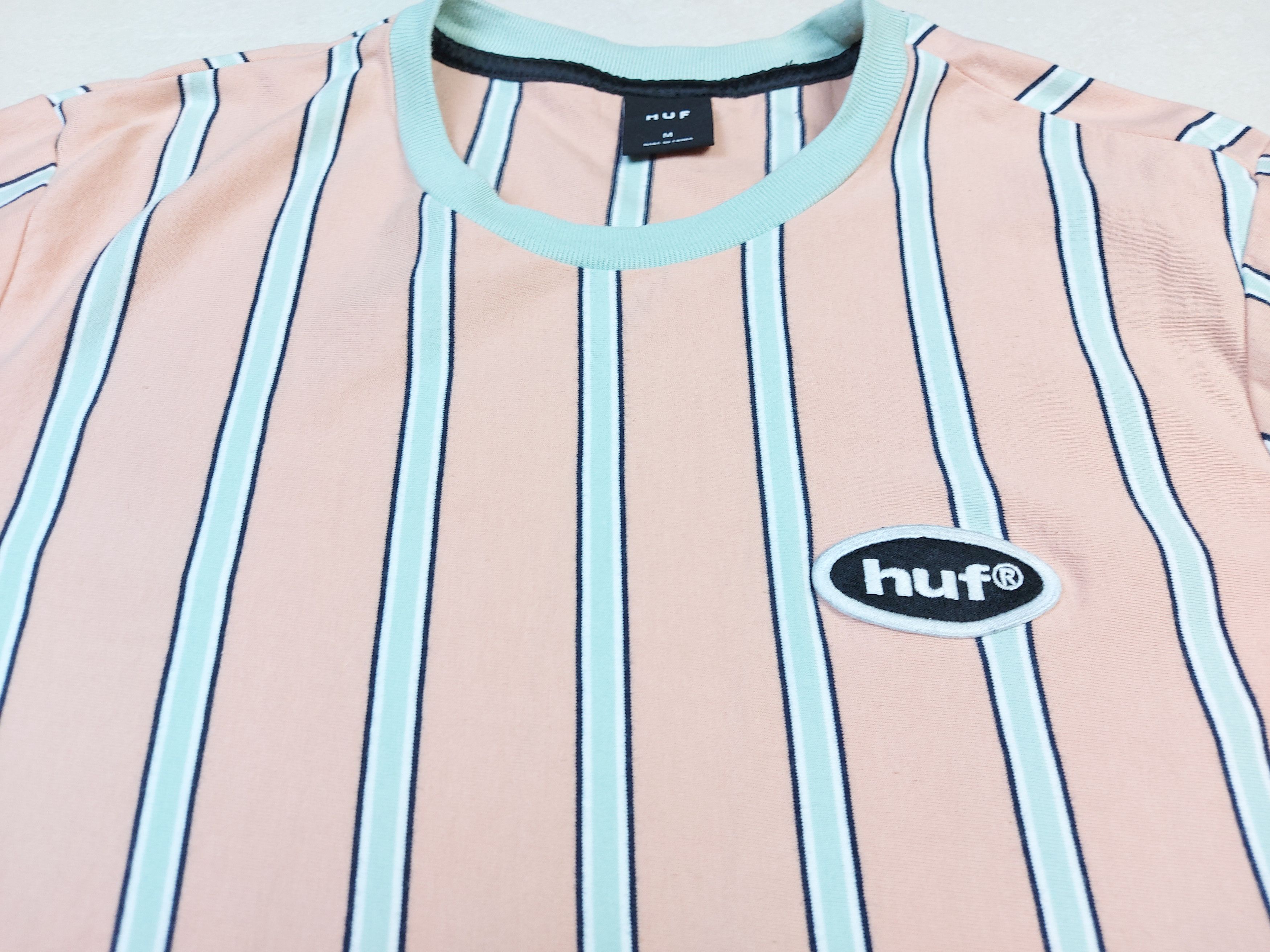 Huf HUF Jerome Yarn Dye Stripe Knit Top Coral Pink T-shirt Size US M / EU 48-50 / 2 - 3 Thumbnail