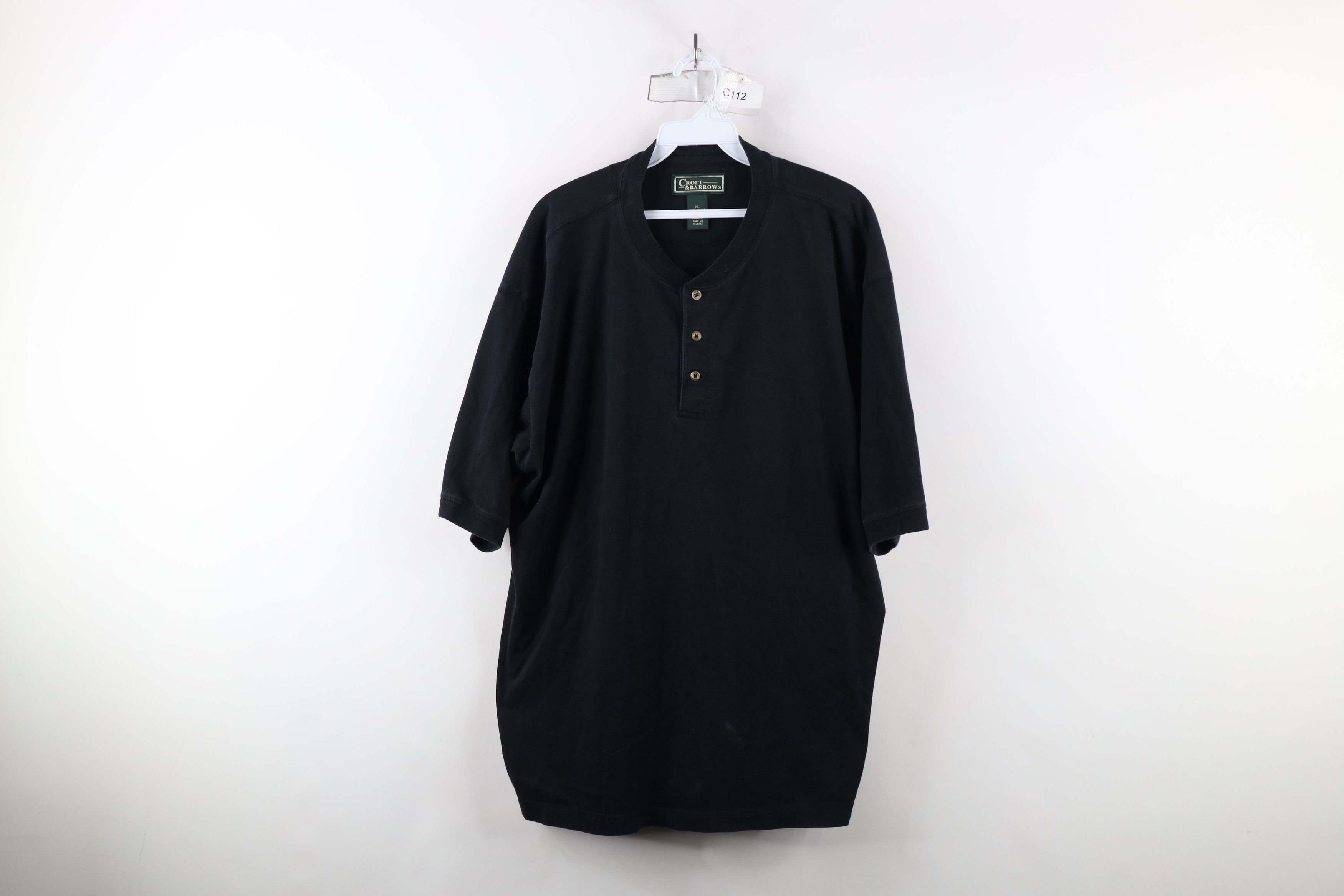 Vintage Vintage 90s Streetwear Short Sleeve Henley T-Shirt Black Size US XL / EU 56 / 4 - 1 Thumbnail