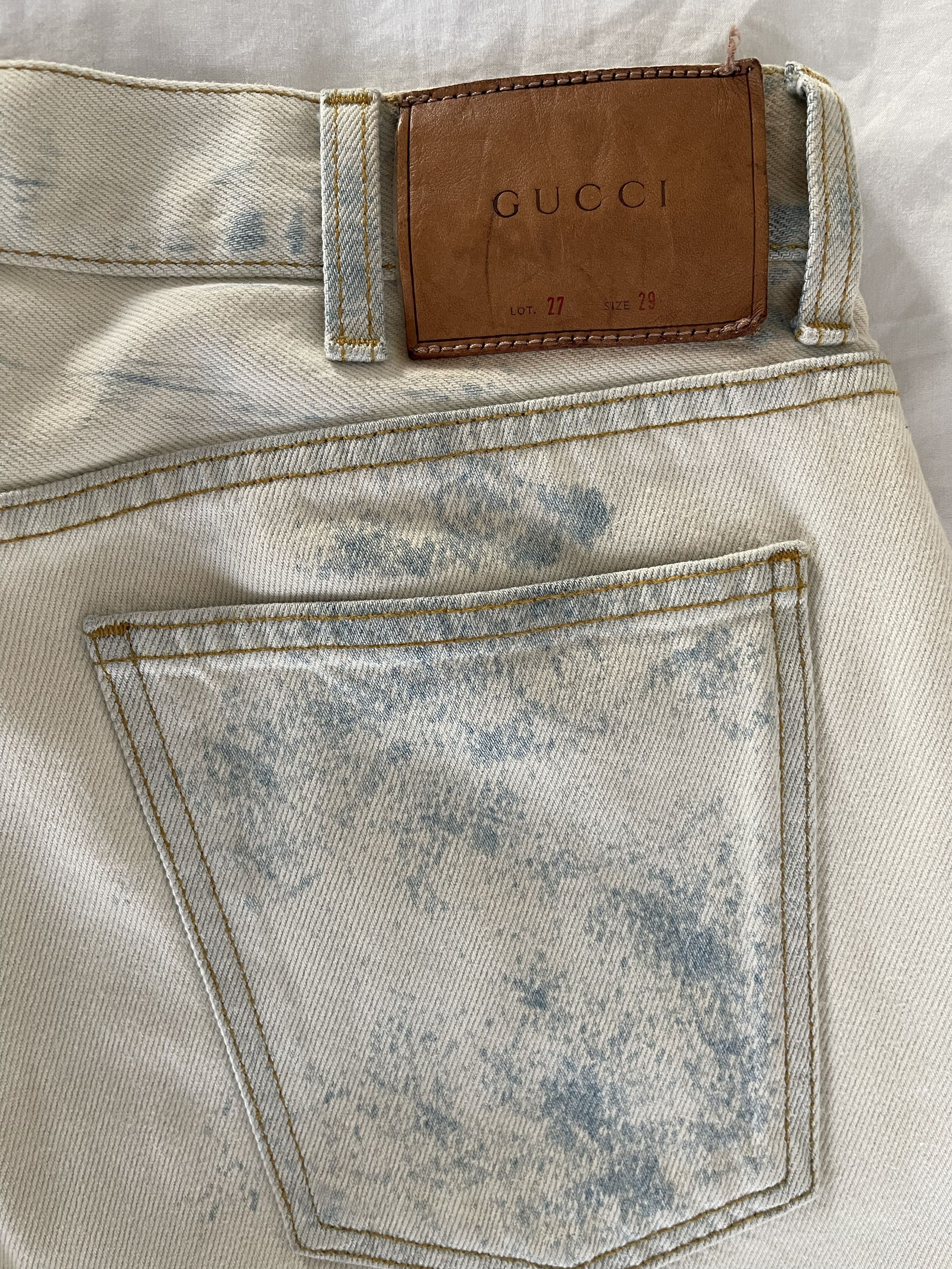 Gucci Gucci mens bleached white japanese denim pants Size US 29 - 4 Thumbnail